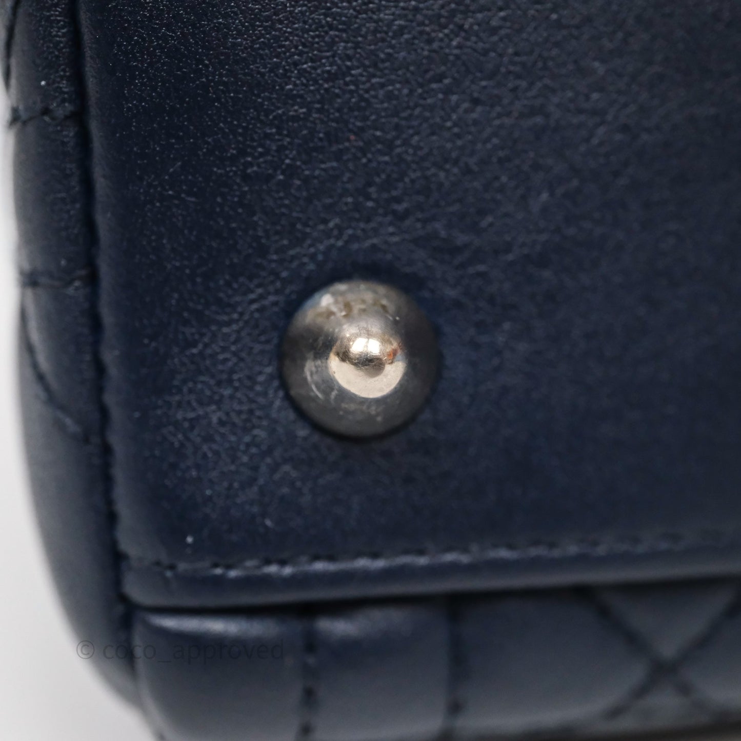 Christian Dior Medium Lady Dior Navy Lambskin Silver Hardware