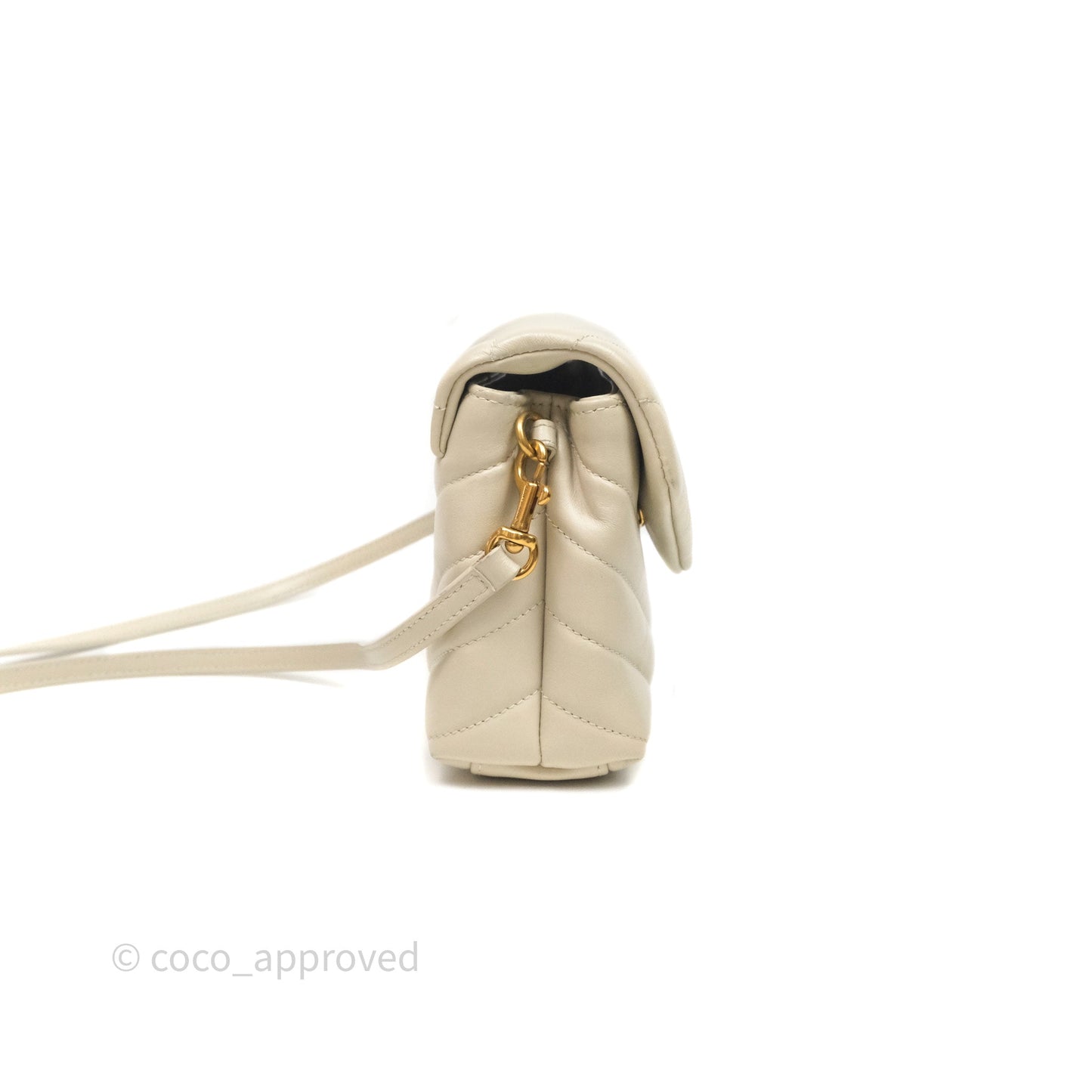 Saint Laurent Small Loulou Flap Bag Beige Calfskin Gold Hardware