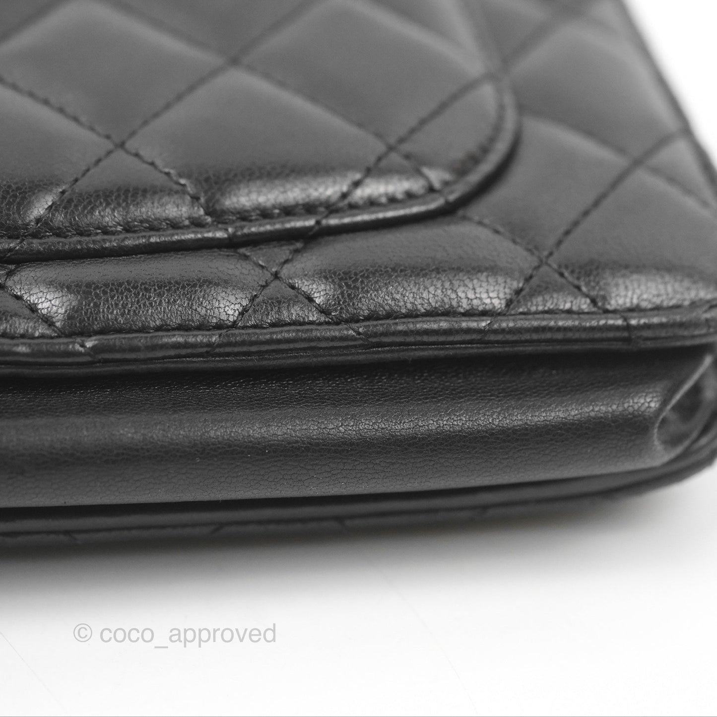 Chanel Quilted Classic Wallet On Chain WOC Black Lambskin Silver Hardware