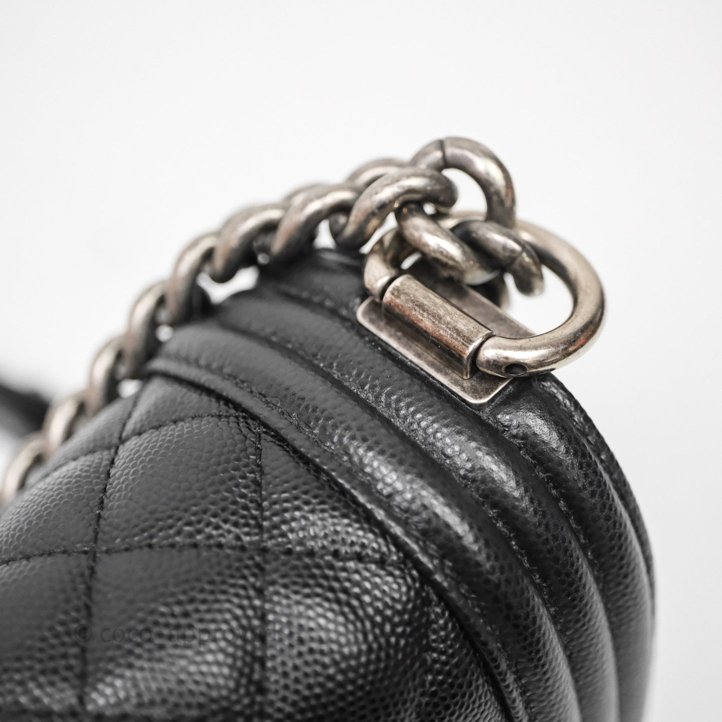 Chanel Quilted Medium Boy Black Caviar Ruthenium Hardware