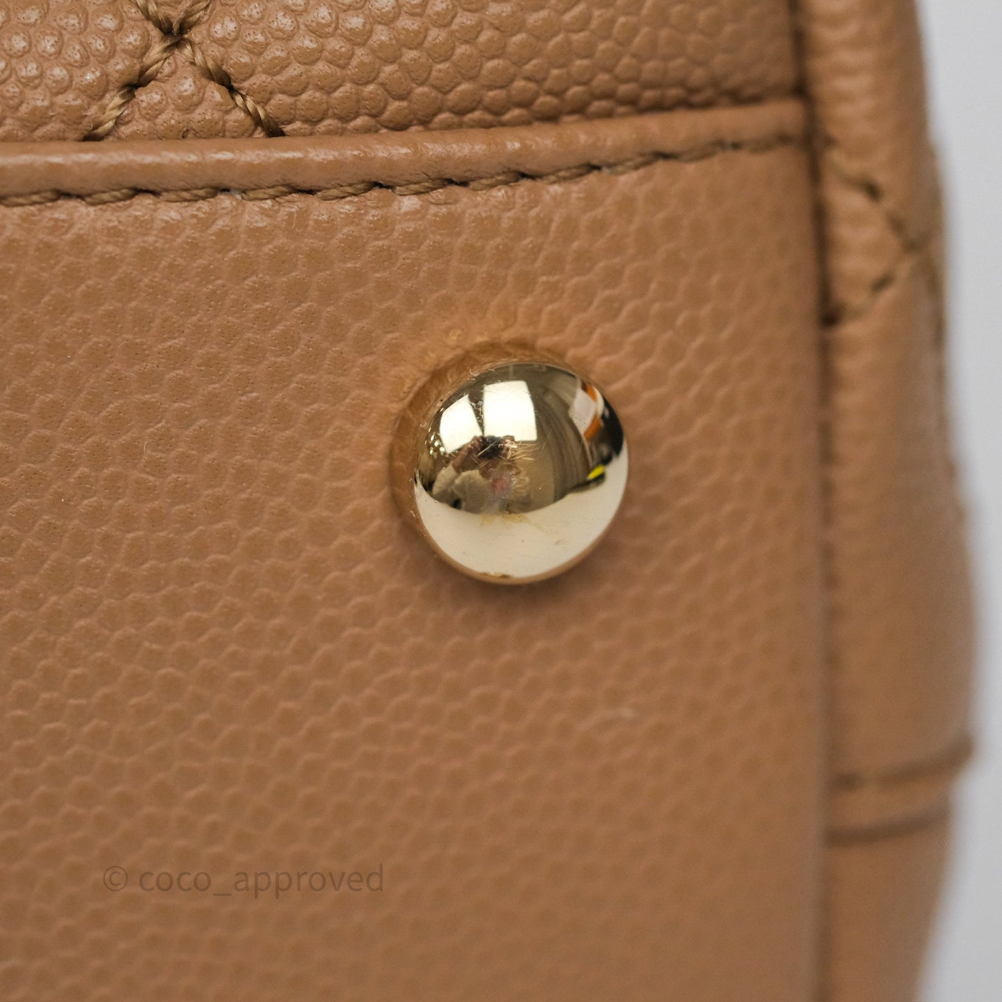Chanel Small Coco Handle Quilted Beige Caviar Gold Hardware