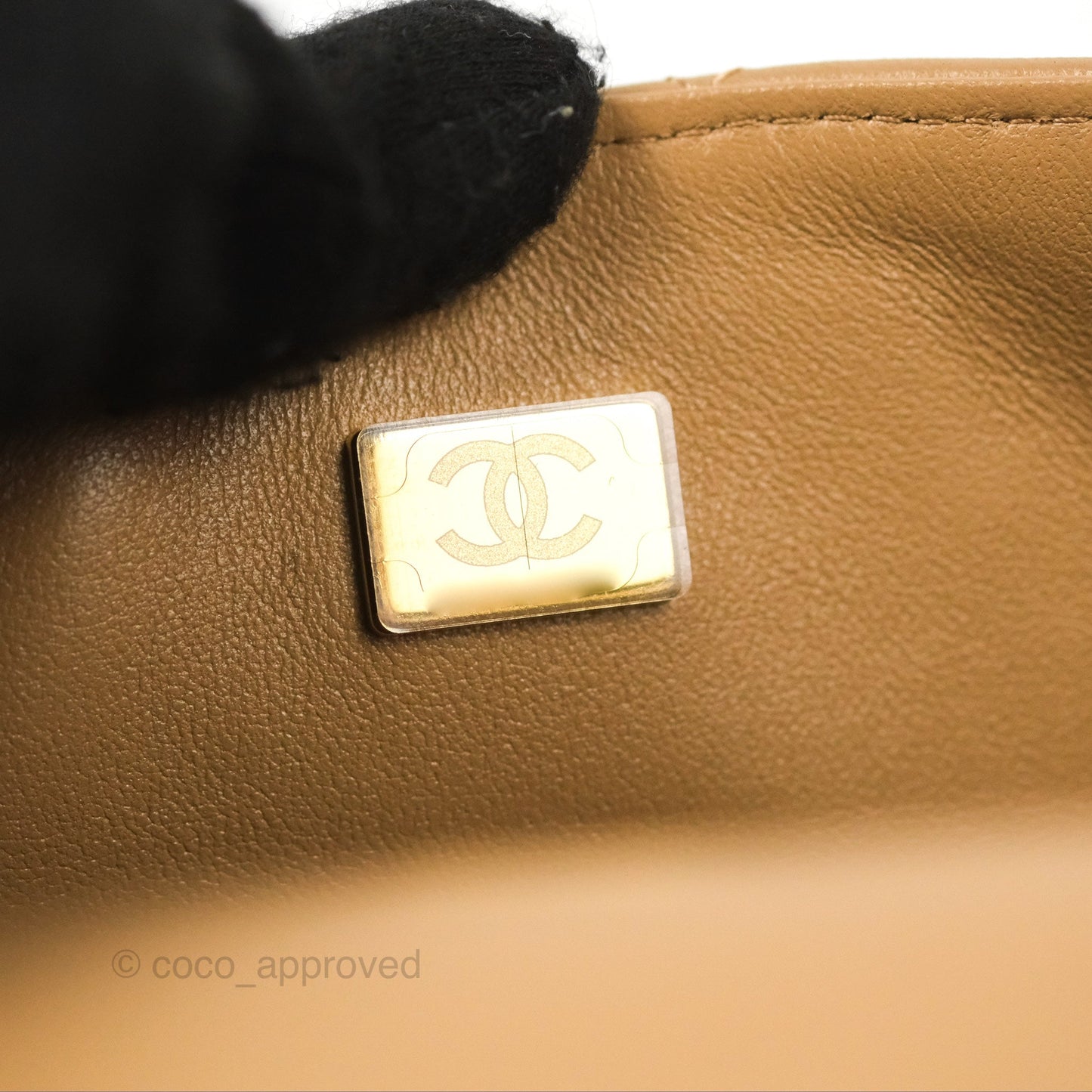 Chanel Top Handle Mini Rectangular Flap Bag Beige Lambskin Aged Gold Hardware