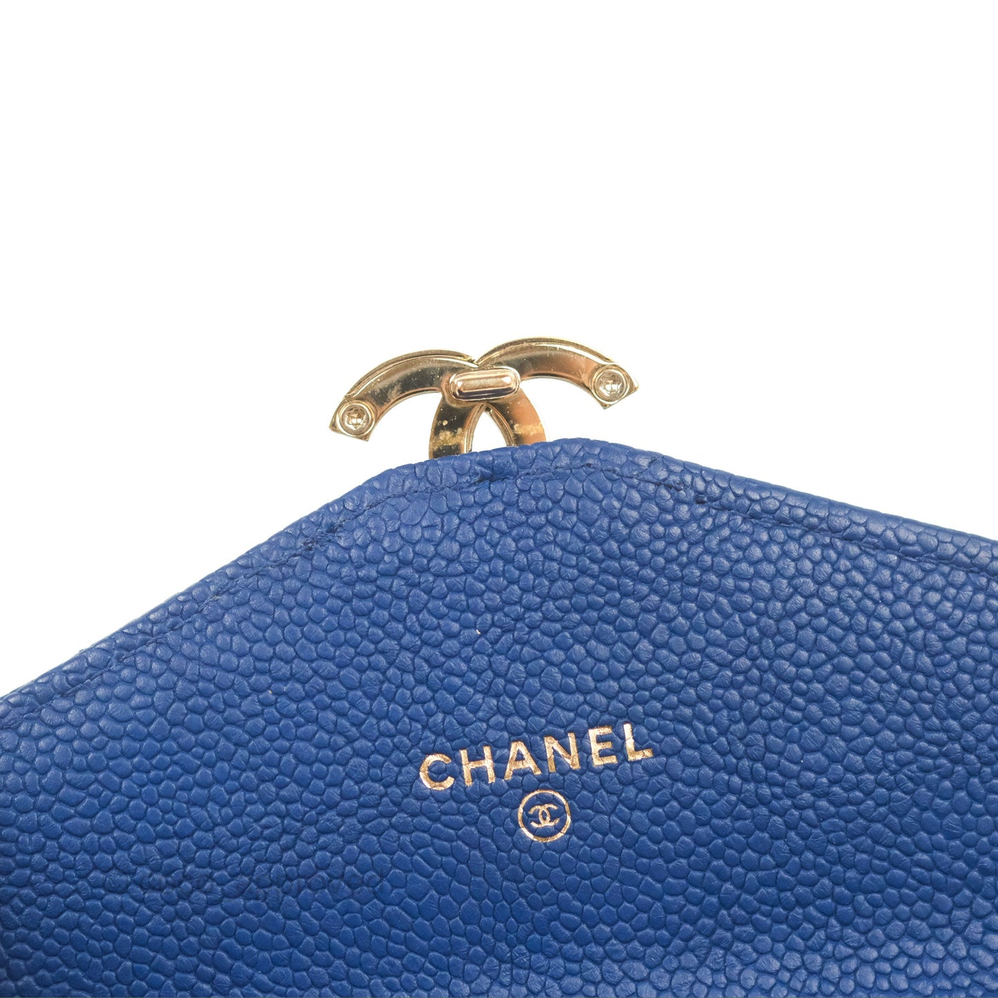 Chanel Quilted Medium Flap Wallet Blue Caviar Gold Hardware
