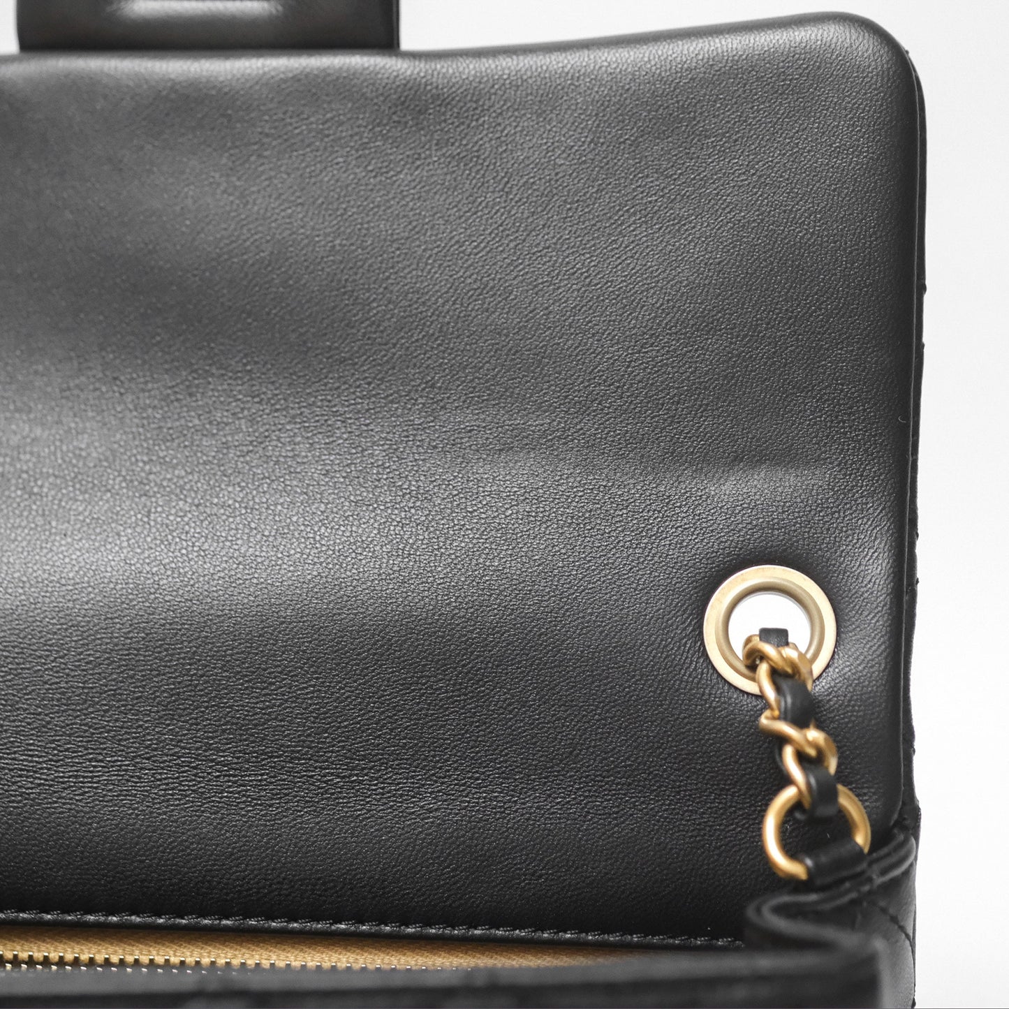 Chanel Mini Rectangular Pearl Crush Quilted Black Lambskin Aged Gold Hardware