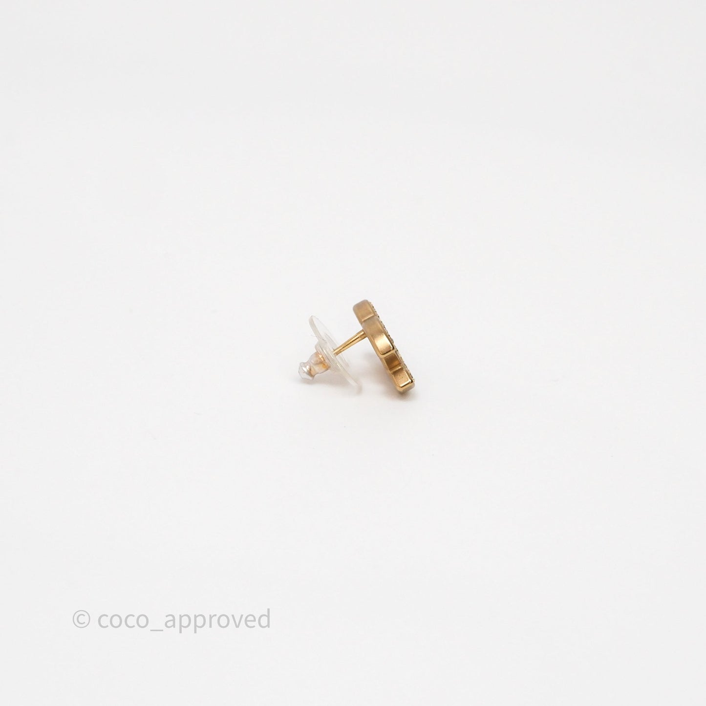Chanel Crystal CC Earrings Gold Tone 21C
