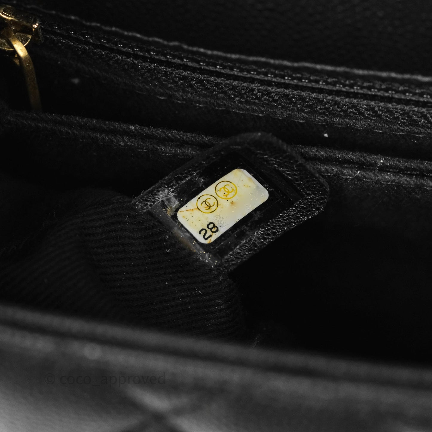 Chanel Small Coco Handle Quilted Black Caviar Aged Gold Hardware Lizard Handle