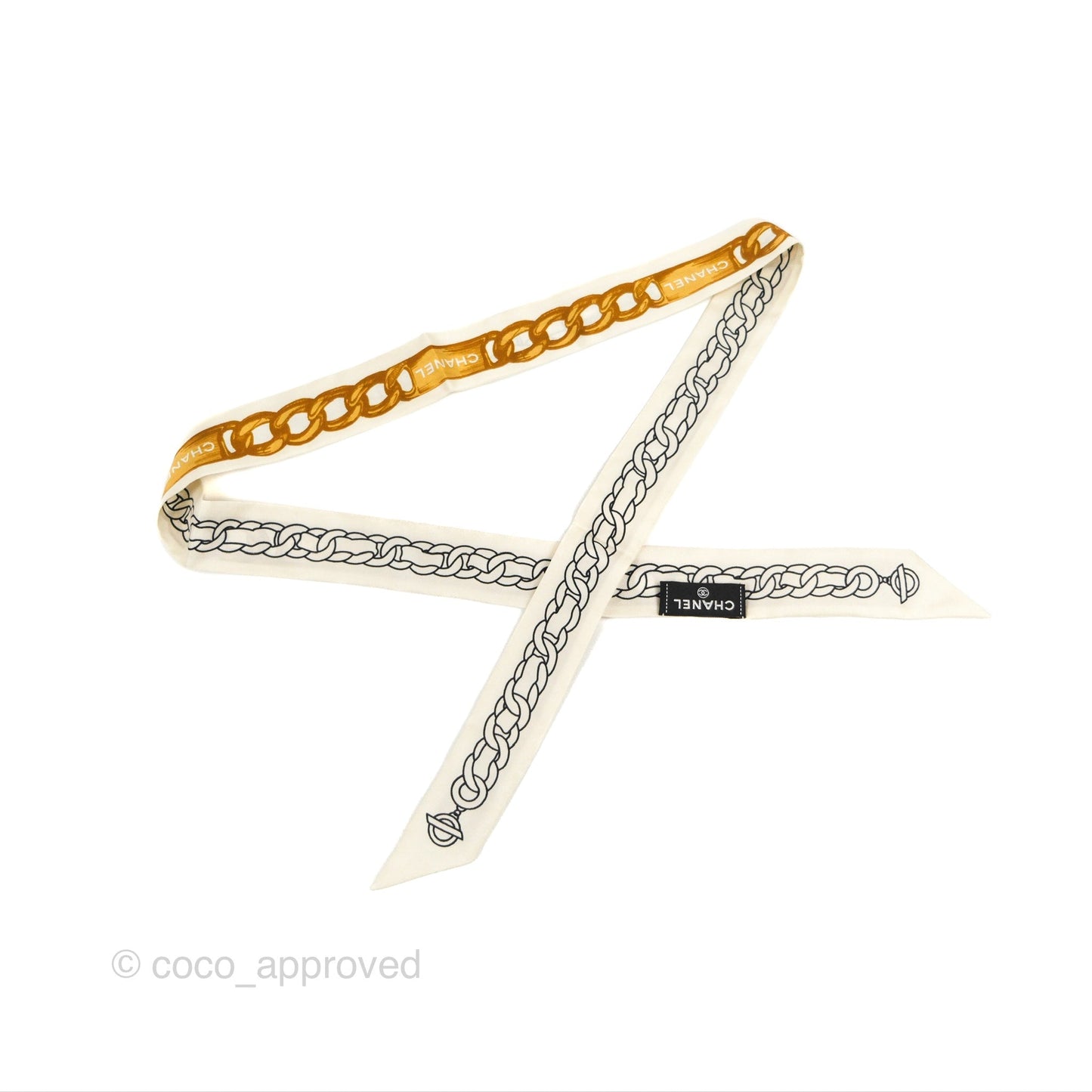 Chanel Slim Bandeau Silk Twilly Chain Pattern