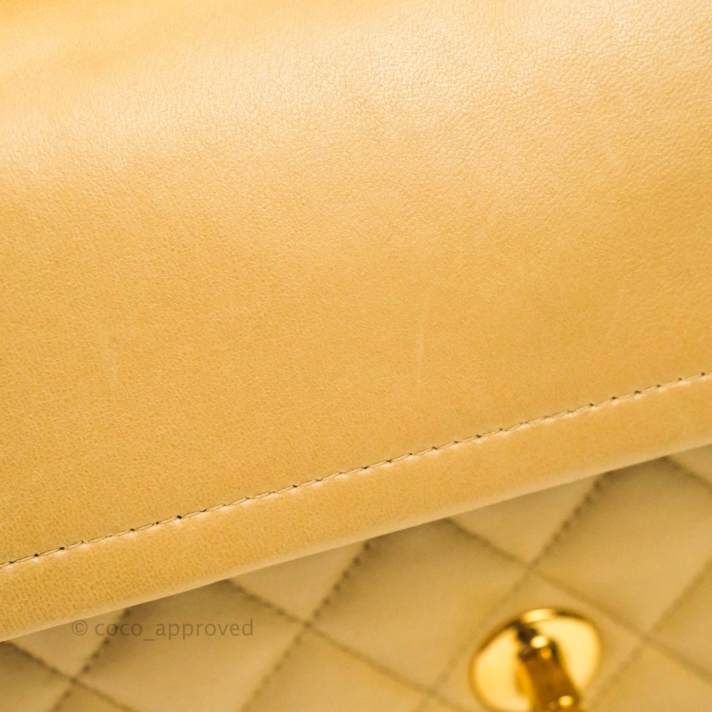 Chanel Vintage M/L Medium Double Flap Bag Beige Lambskin 24K Gold Hardware