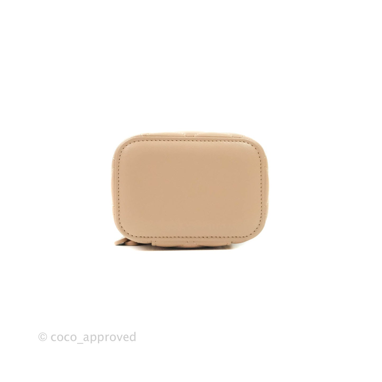 Chanel Small Quilted Vanity With Chain Beige Lambskin Aged Gold Hardware