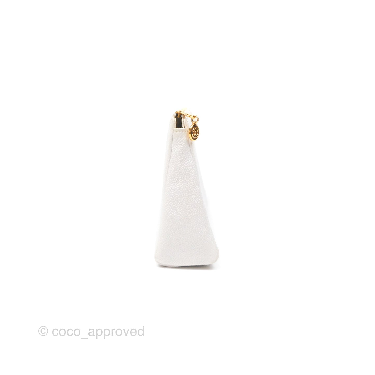 Chanel Vintage CC Clutch White Caviar Gold Hardware