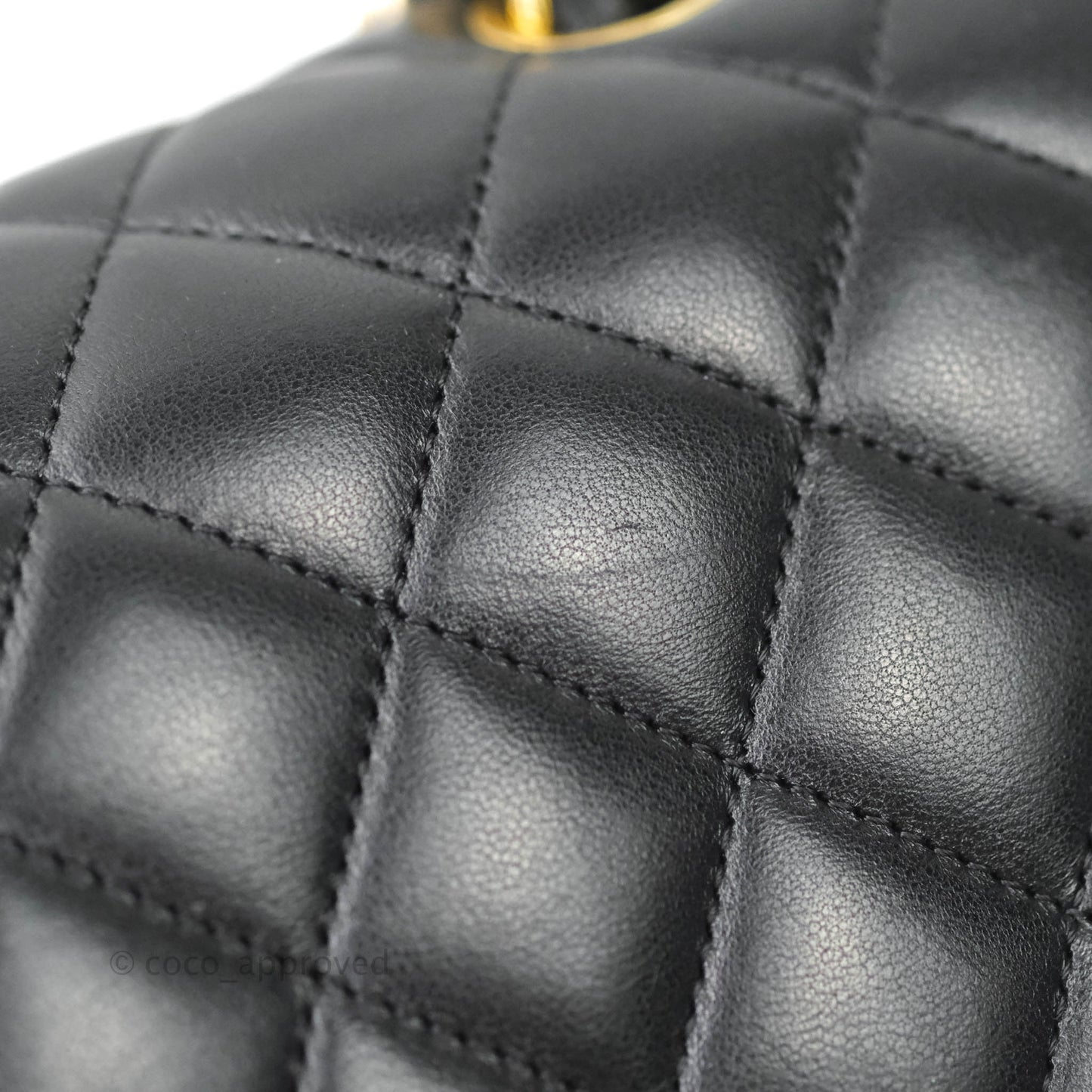 Chanel Classic M/L Medium Double Flap Black Lambskin Gold Hardware