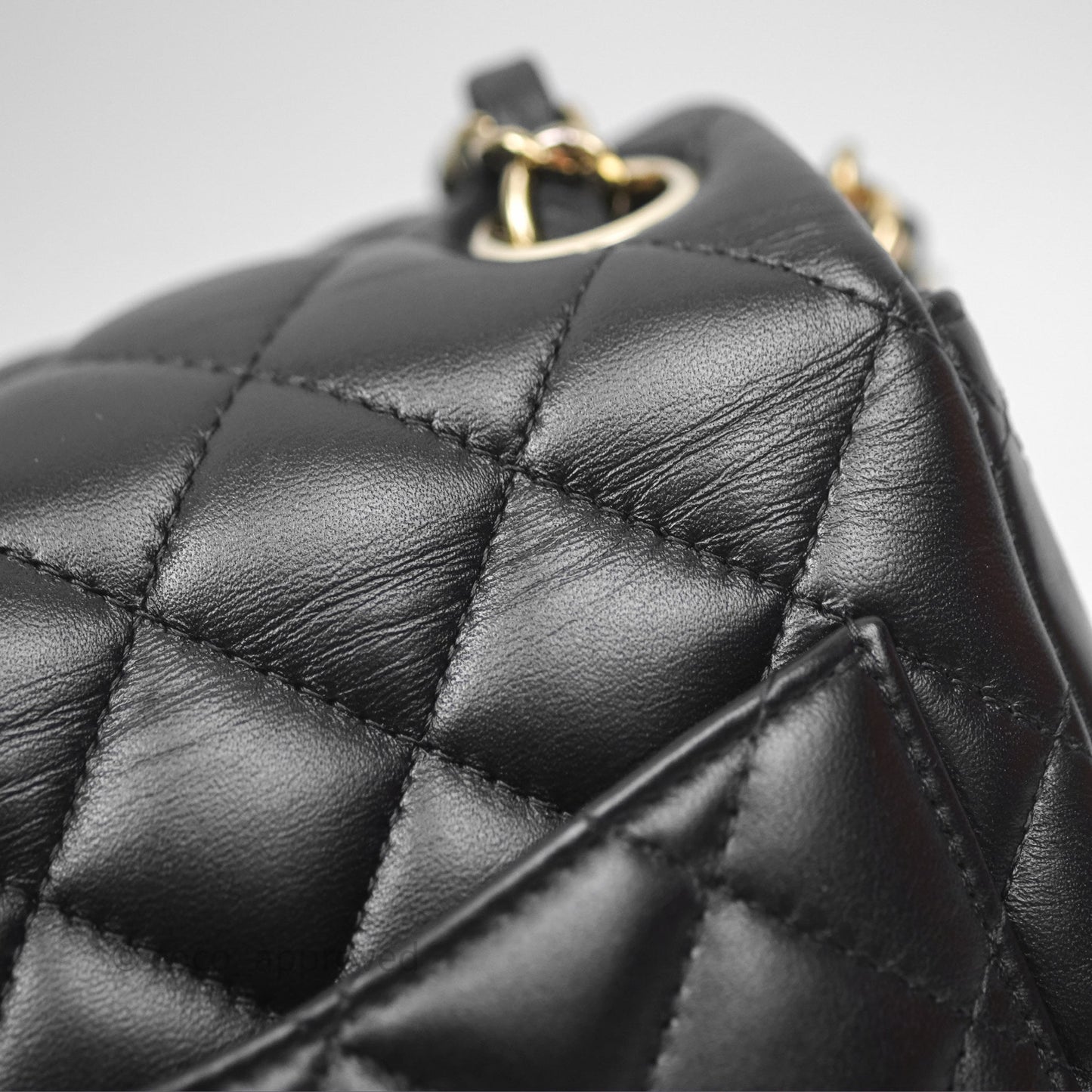 Chanel Mini Square Flap Quilted Black Lambskin Gold Hardware