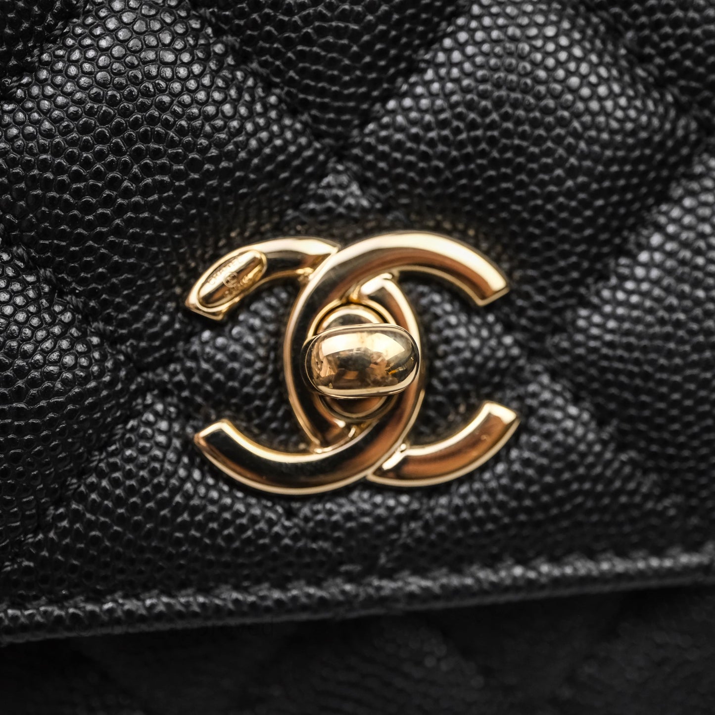 Chanel Small Coco Handle Black Caviar Light Gold Hardware