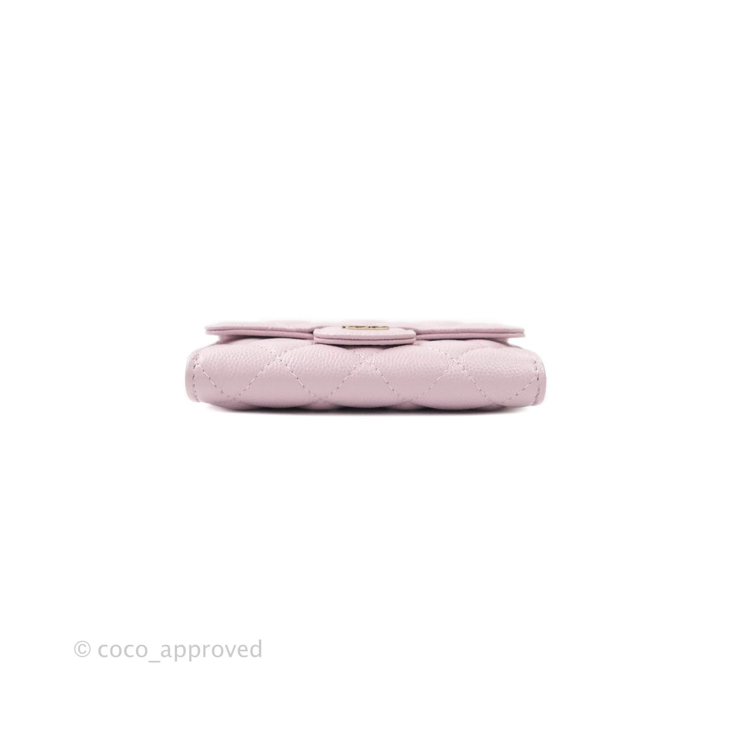 Chanel Caviar Quilted Flap Card Holder Lilac Rose Clair Gold Hardware 21S