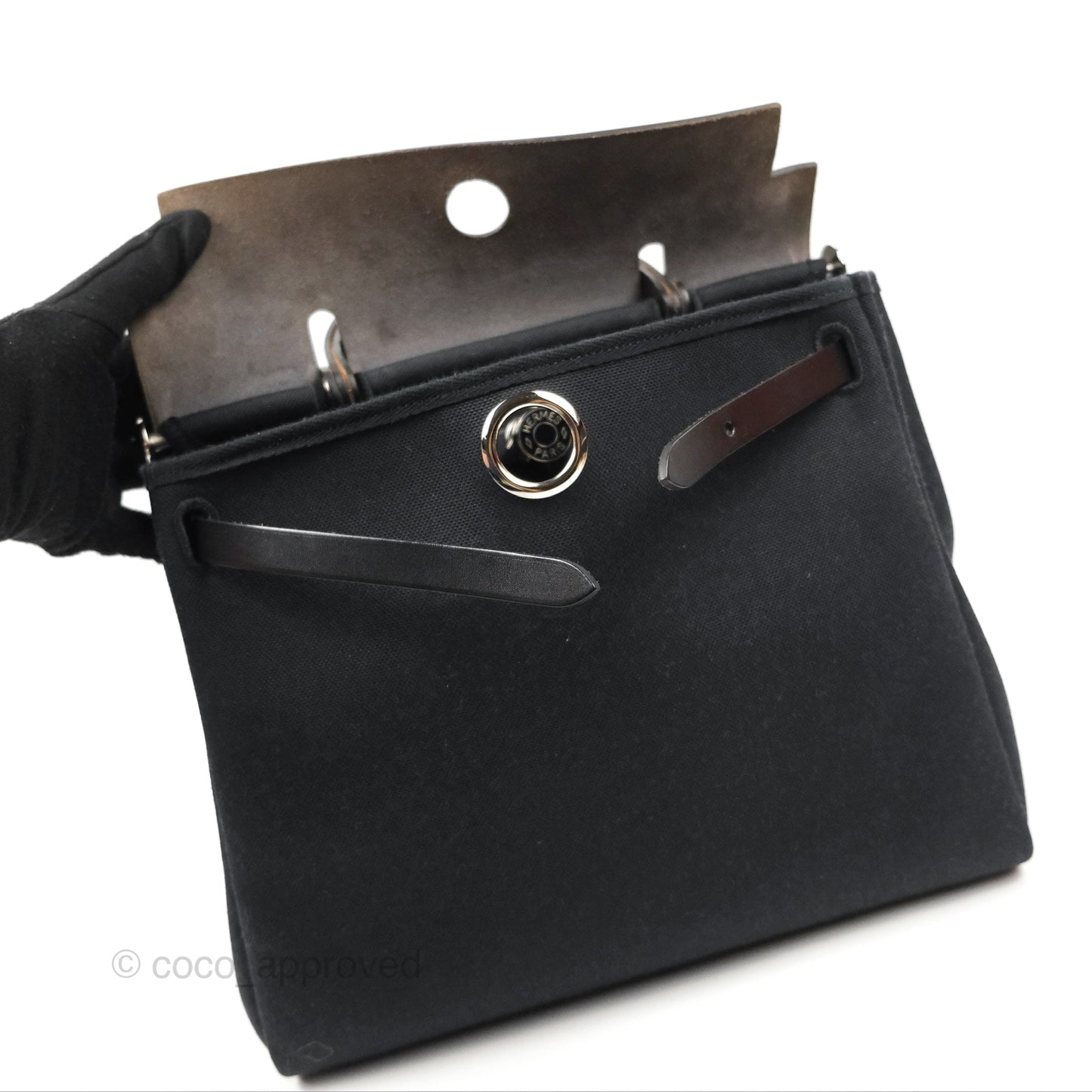 Hermès Herbag Zip 31 Black/Navy Canvas Palladium Hardware