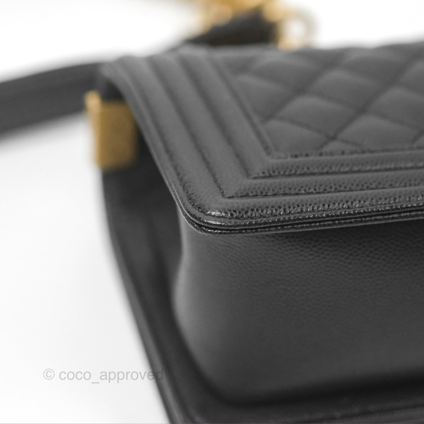 Chanel Small Quilted Boy Black Caviar Gold Hardware