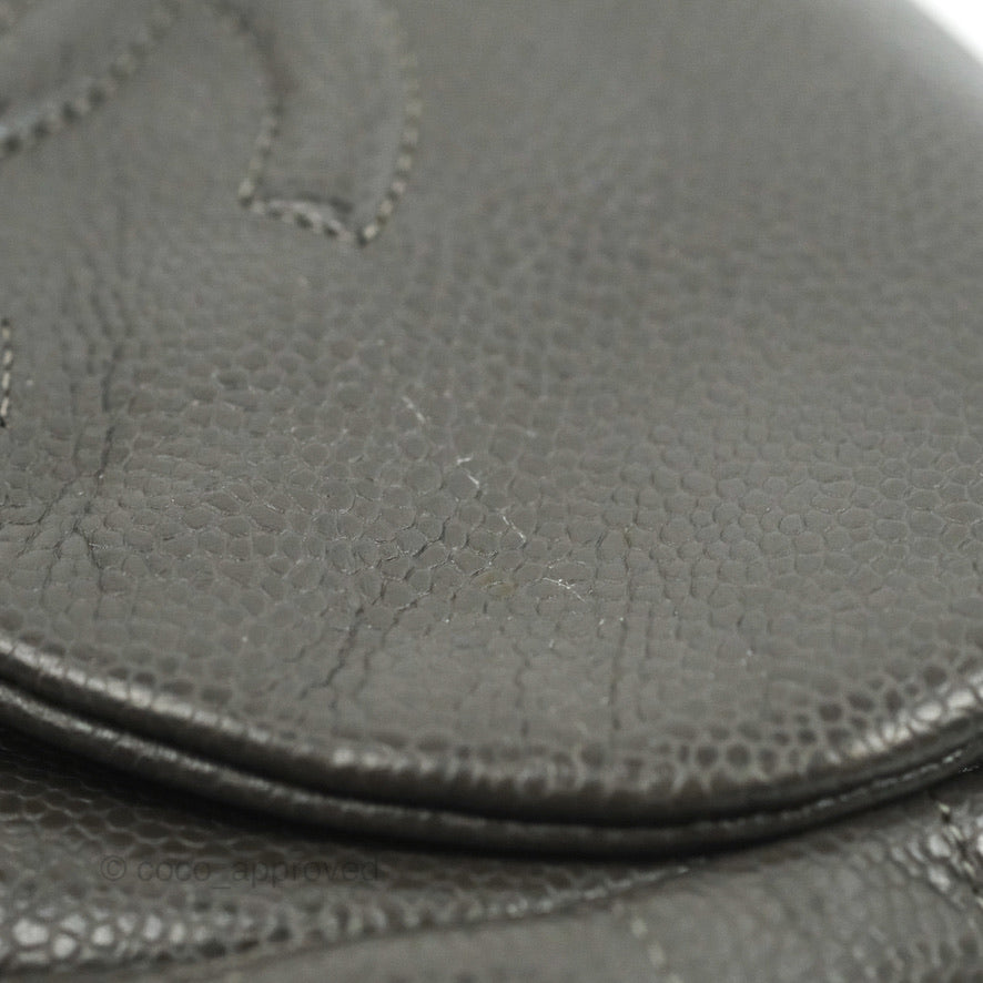 Chanel Half Moon Wallet on Chain WOC Dark Grey Caviar Silver Hardware