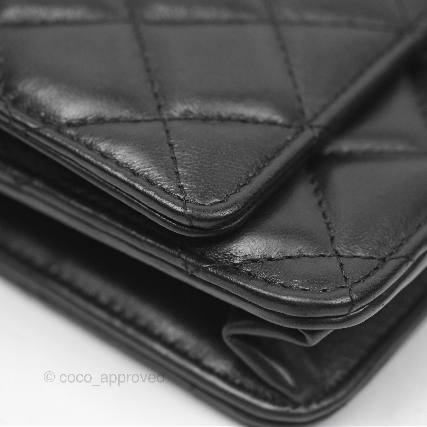 Chanel All Slide Wallet on Chain WOC Adjustable Chain Quilted Black Lambskin 22K