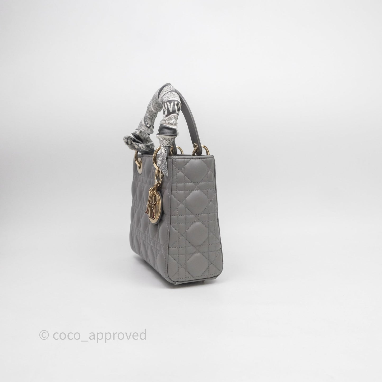 Christian Dior Small Lady Dior Grey Lambskin Gold Hardware