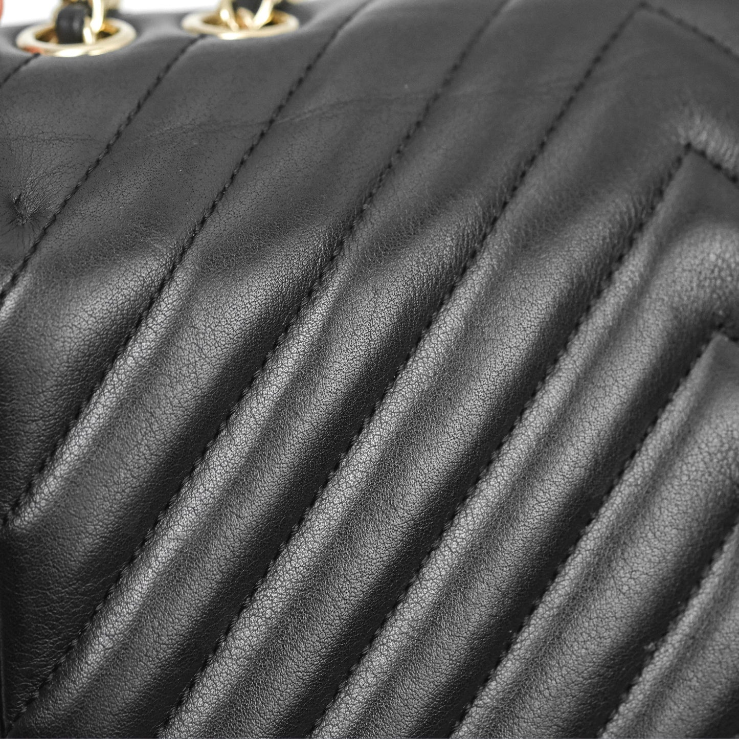 Chanel Small Statement Chevron Flap Bag Black Calfskin Gold Hardware