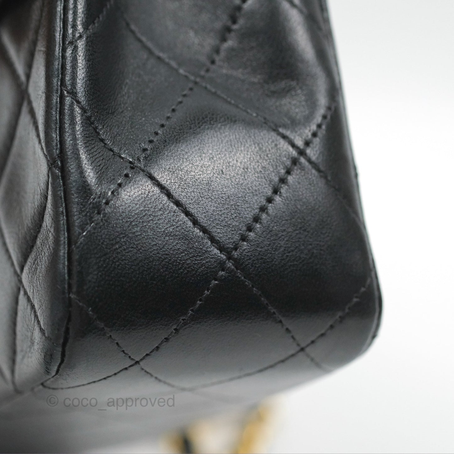Chanel Vintage Square Flap Bag Black Lambskin 24K Gold Hardware
