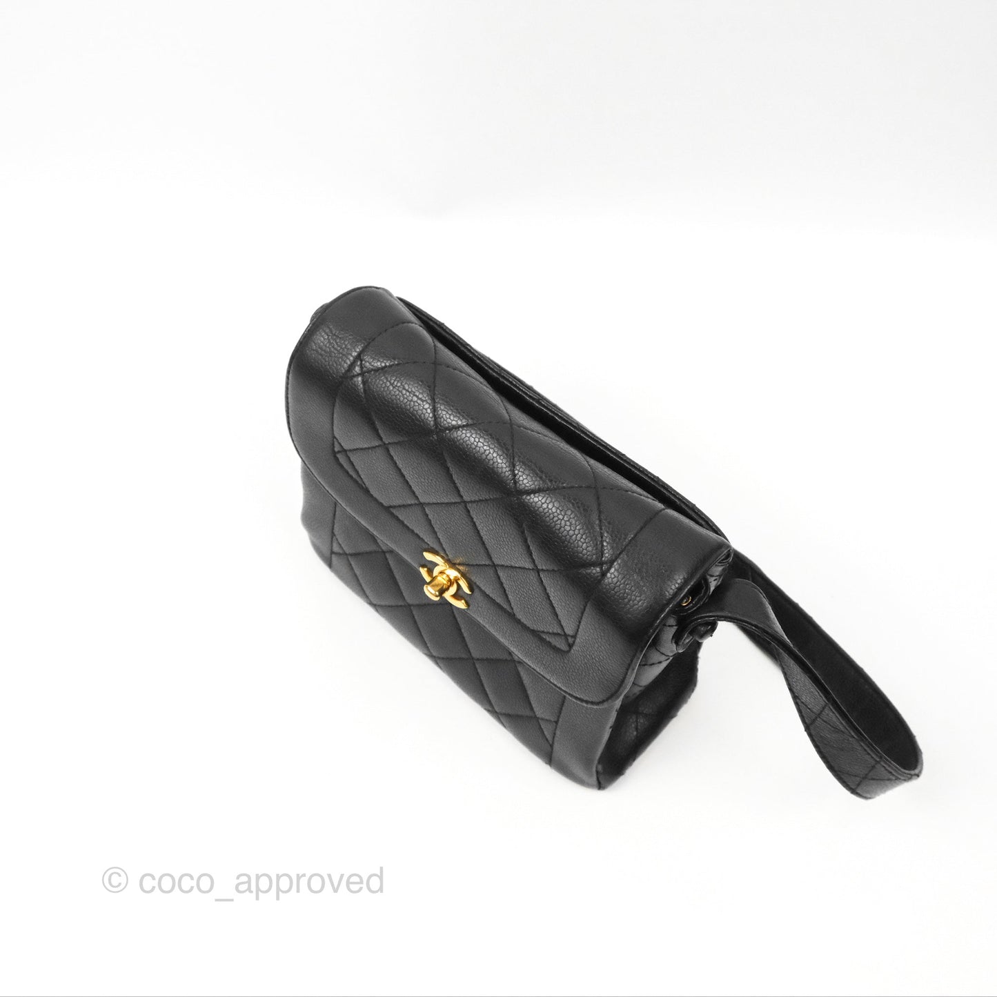 Chanel Shoulder Vintage Black Caviar 24K Gold Hardware