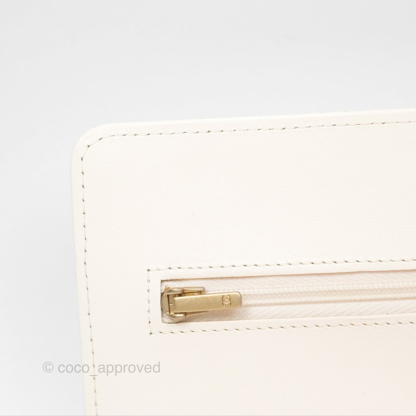 Chanel Quilted Wallet on Chain WOC Coco Heart Chain White Lambskin Aged Gold Hardware 22K