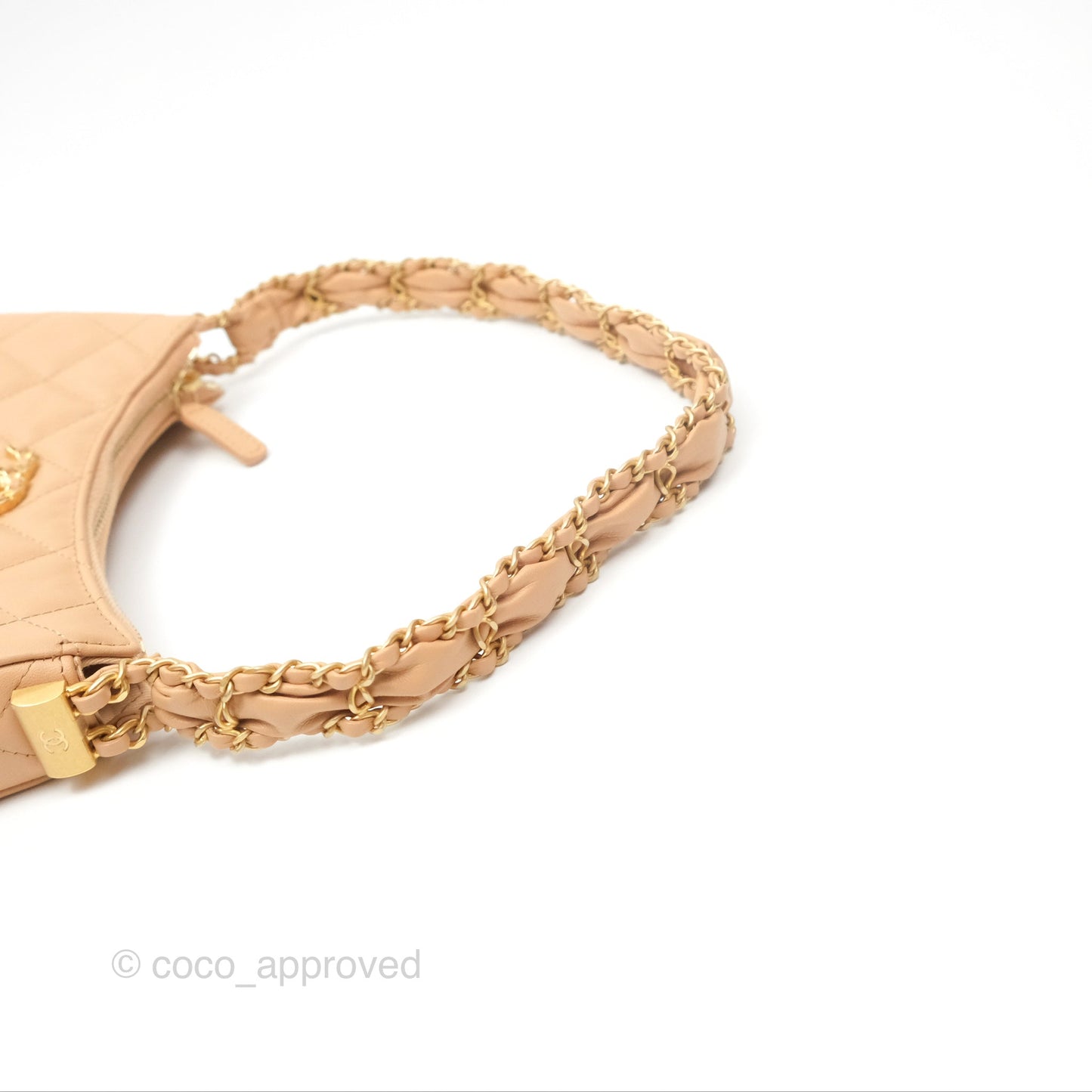 Chanel Small Hobo Bag Beige Aged Calfskin Aged Gold Hardware 23K