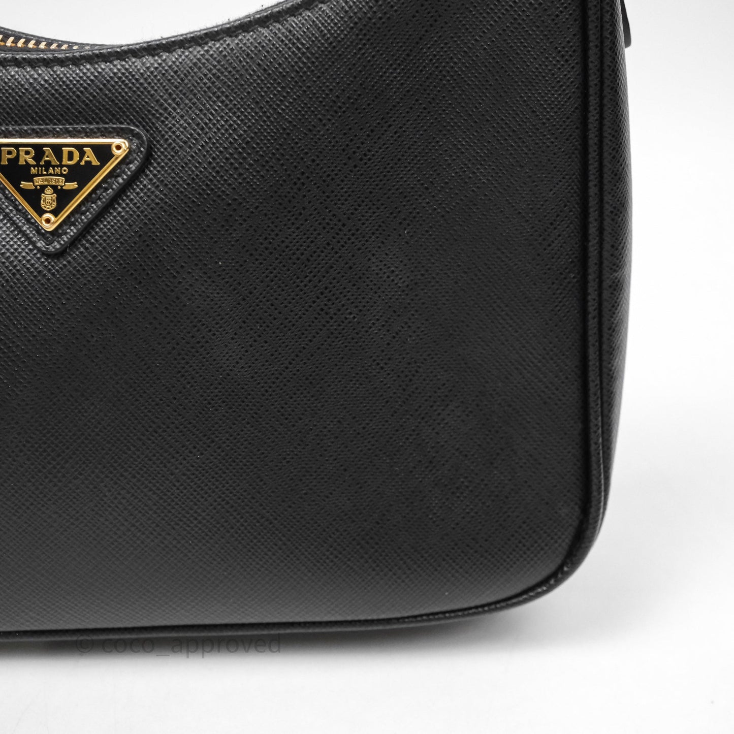 Prada Re-Edition 2005 Black Saffiano Leather Bag Gold Hardware