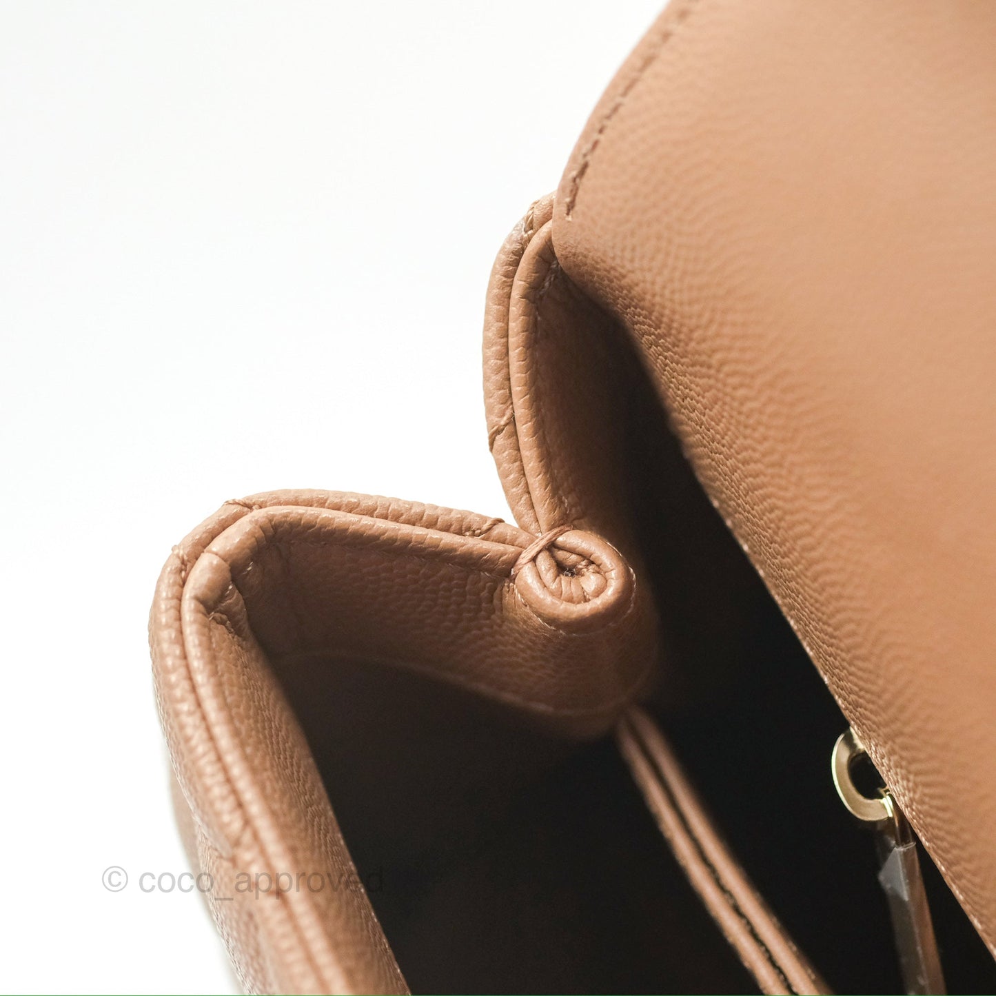 Chanel Small Coco Handle Quilted Beige Caviar Gold Hardware