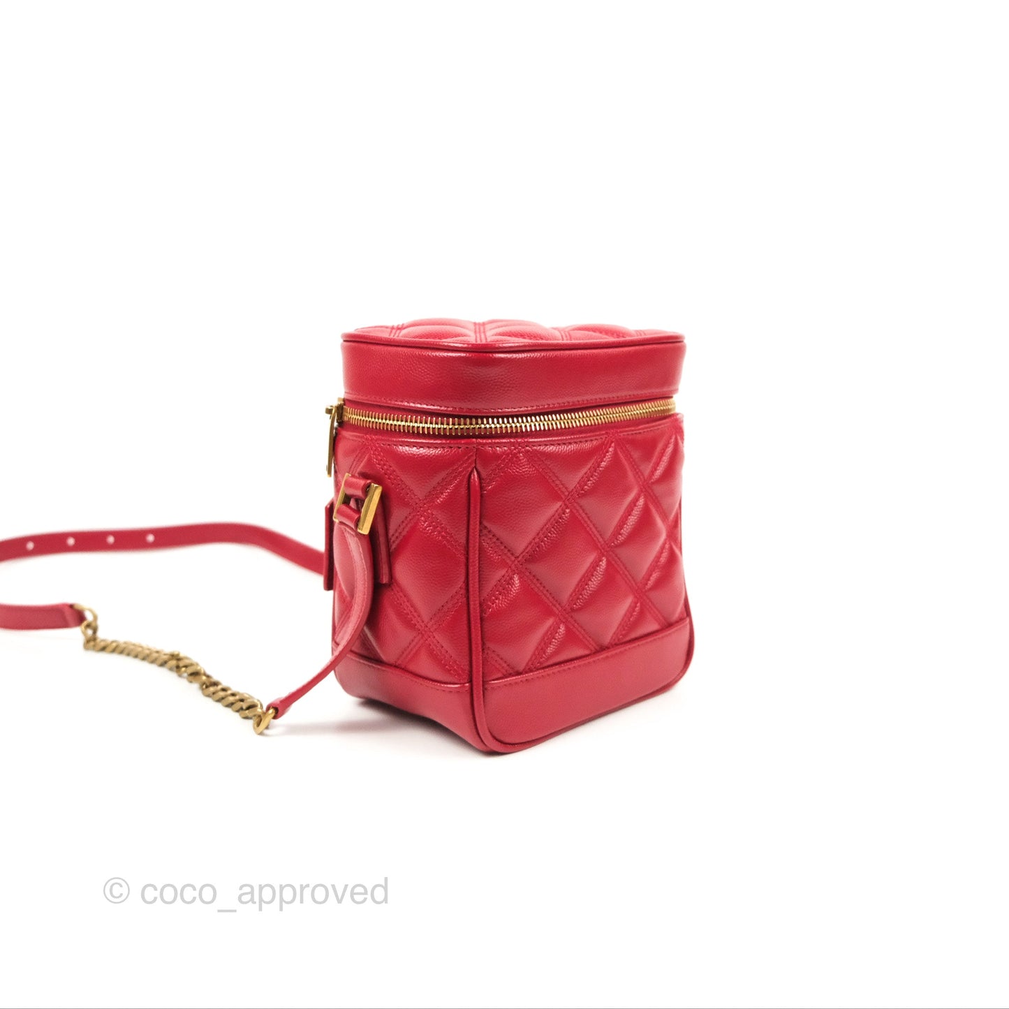 Saint Laurent 80's Vanity Bag Quilted Red Grained Calfskin