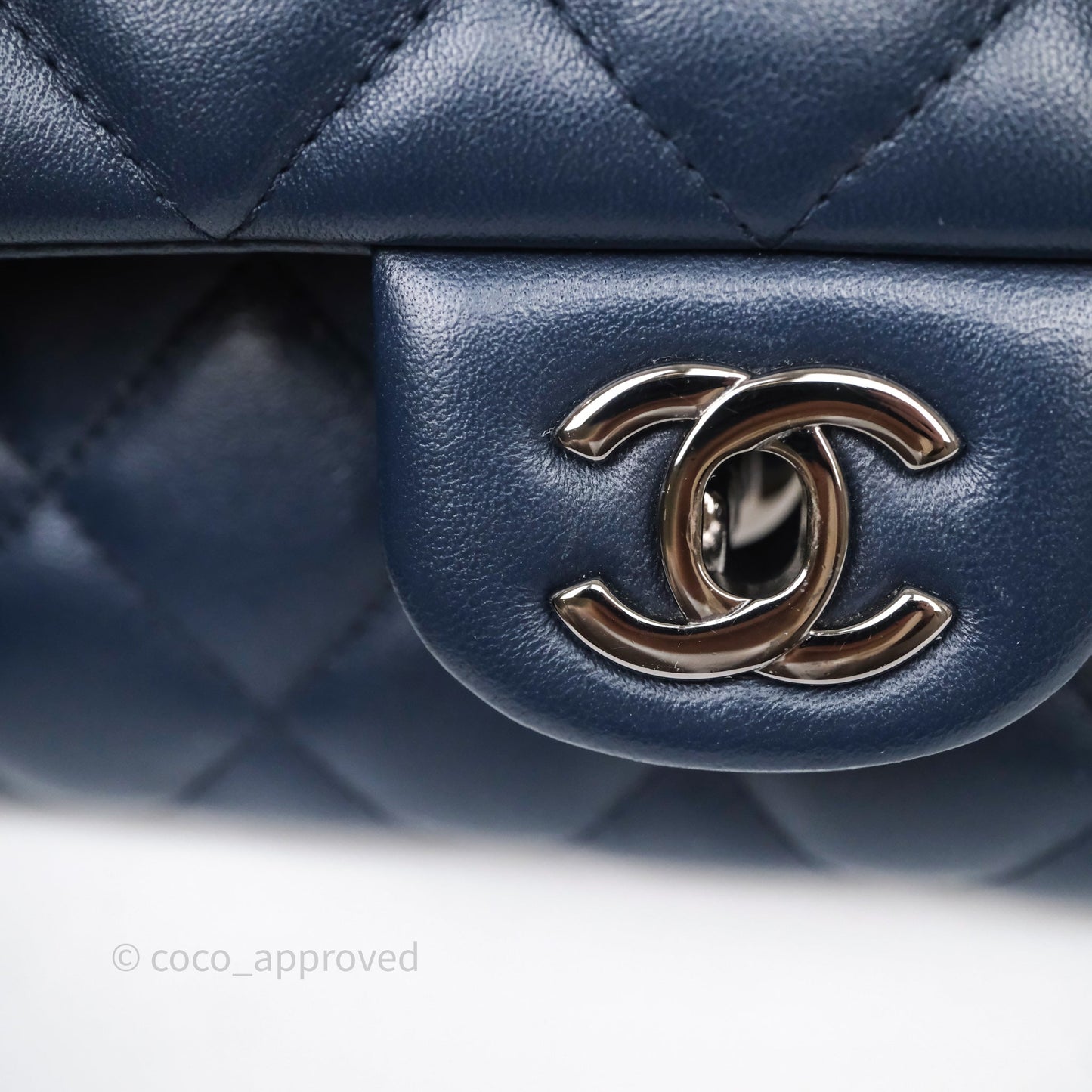 Chanel Quilted Clutch with Chain Lambskin Navy Gun Metal Hardware