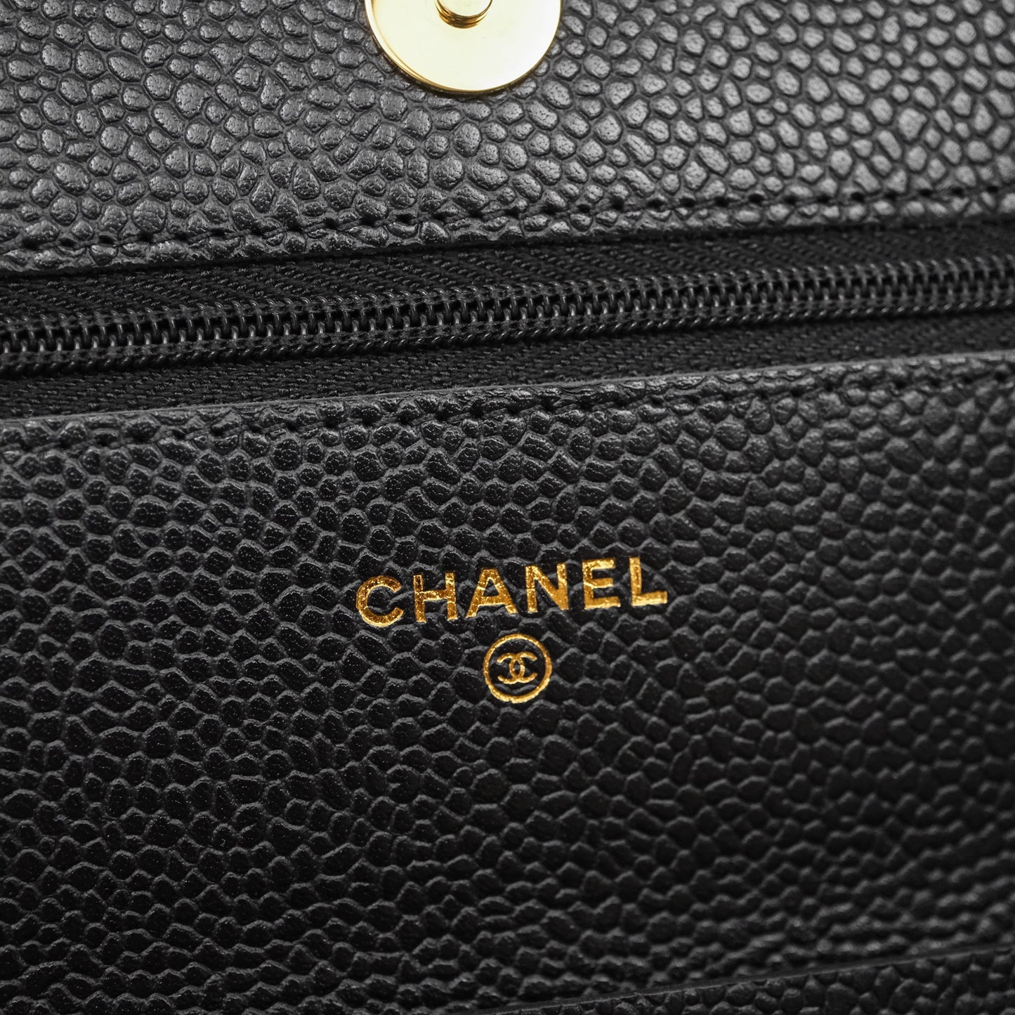 Chanel Classic Wallet On Chain WOC Quilted Black Caviar Gold Hardware