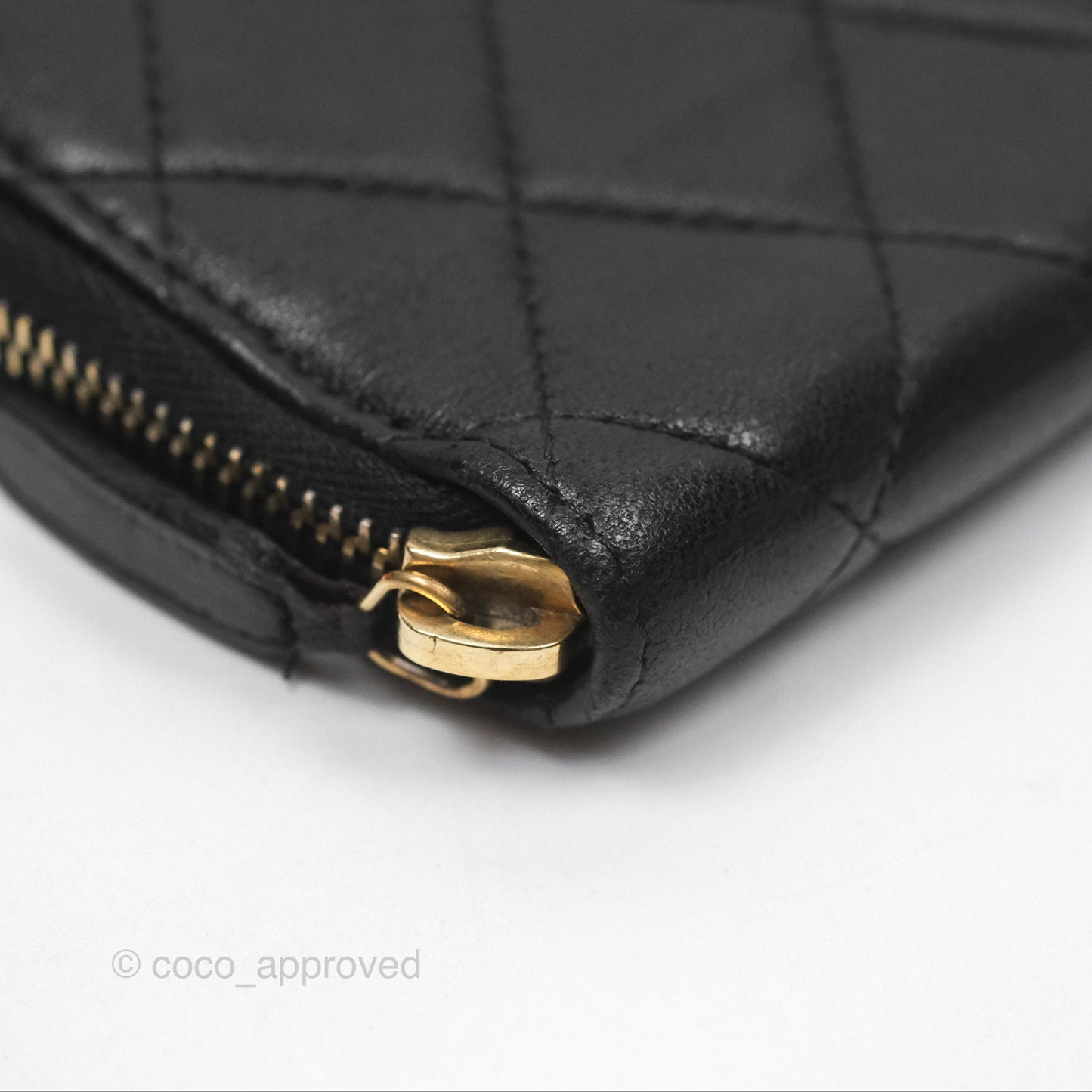 Chanel Zip Around Organiser Wallet Black Lambskin Gold Hardware