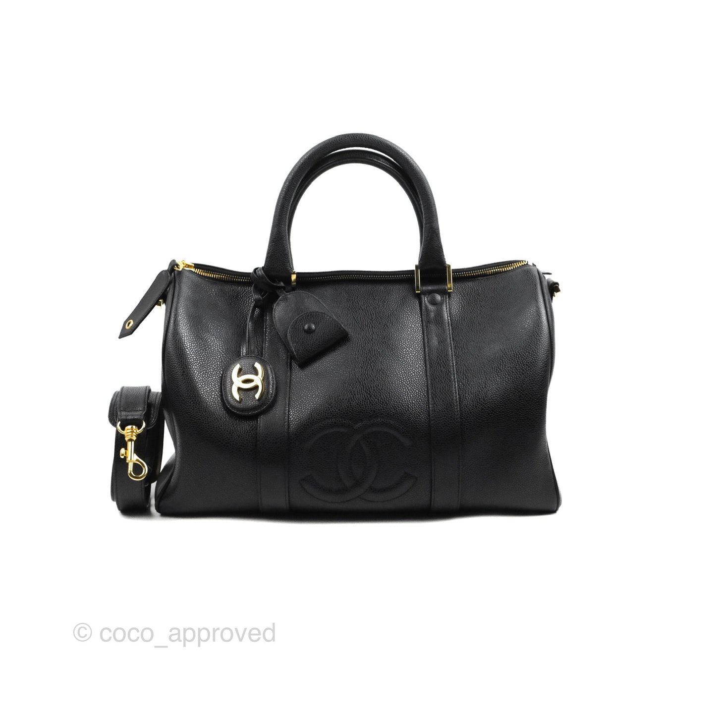 Chanel Vintage Boston Bag Black Caviar Gold Hardware