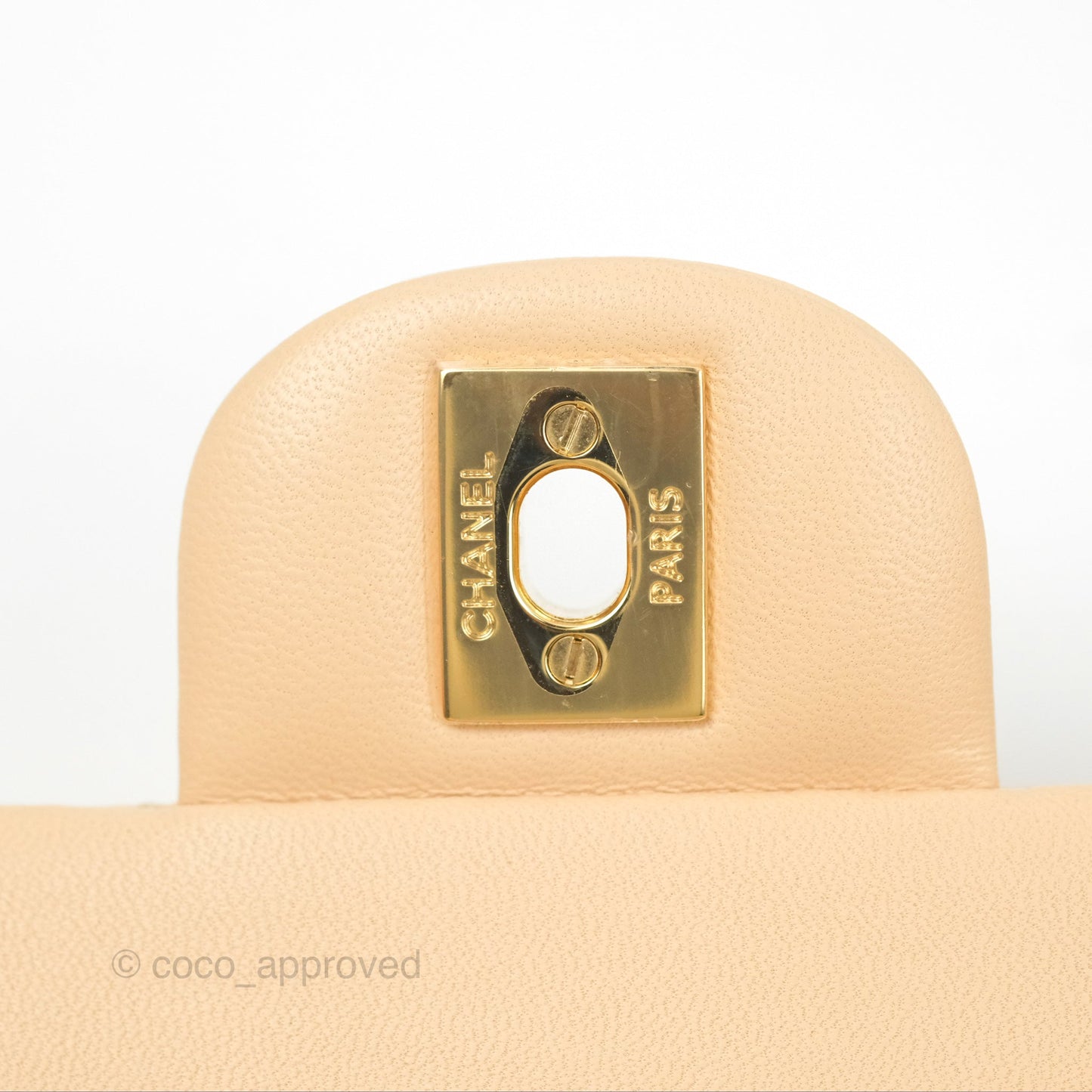 Chanel Small Quilted Classic Flap Beige Lambskin Gold Hardware