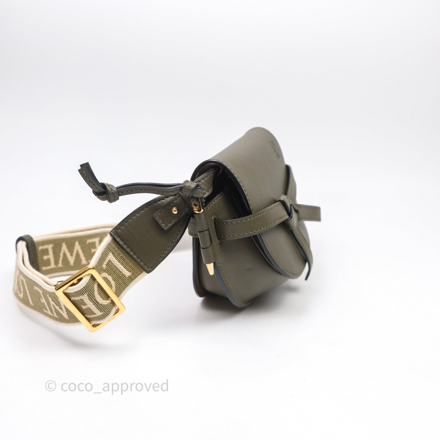 Loewe Mini Gate Dual Bag Soft Calfskin & Jacquard Strap Autumn Green