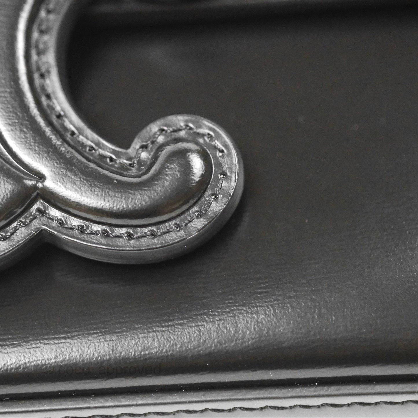 Celine Triomphe Chain Shoulder Bag Black Shiny Calfskin