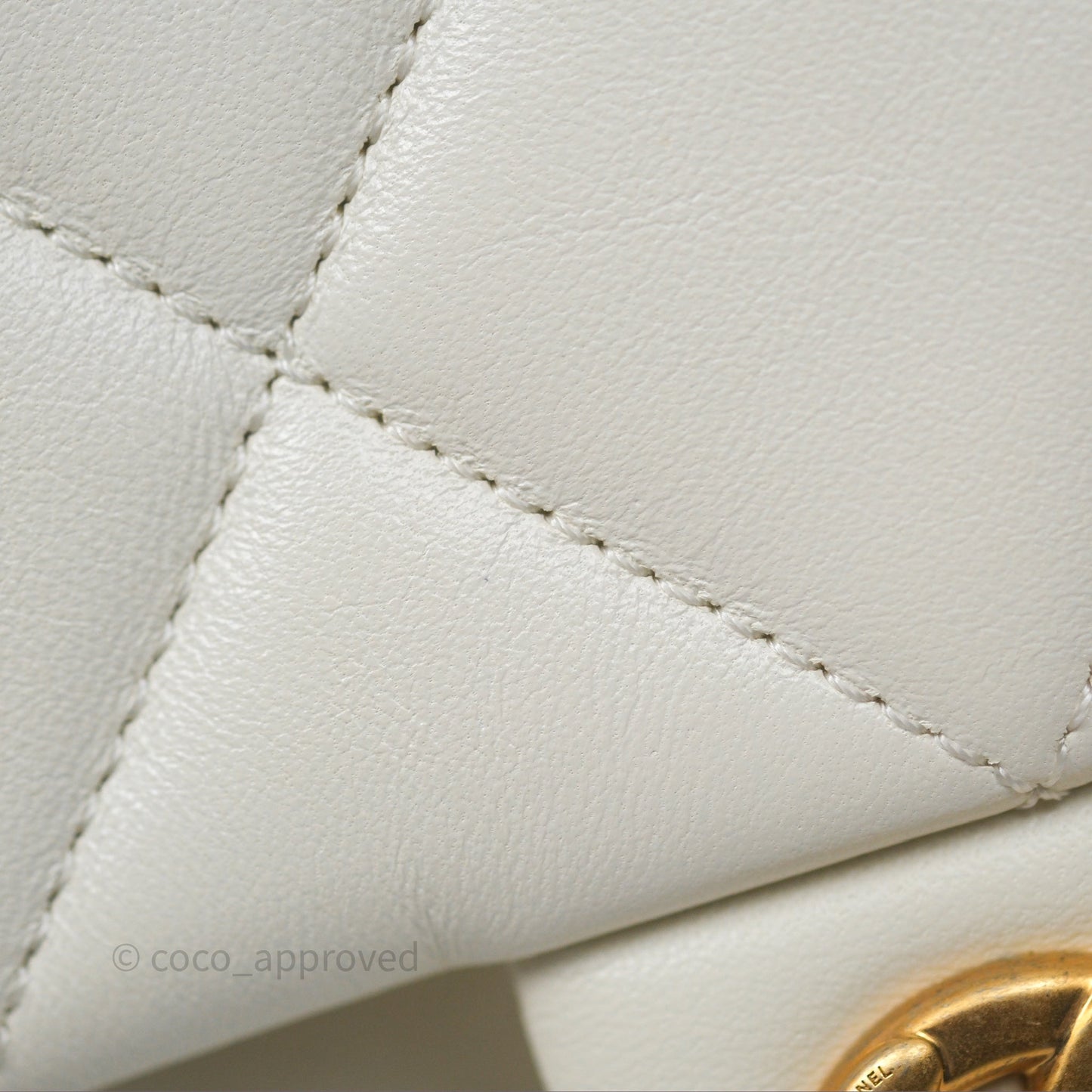 Chanel Quilted Double Pearl Adjustable Chain Flap Bag White Lambskin Aged Gold Hardware 24S