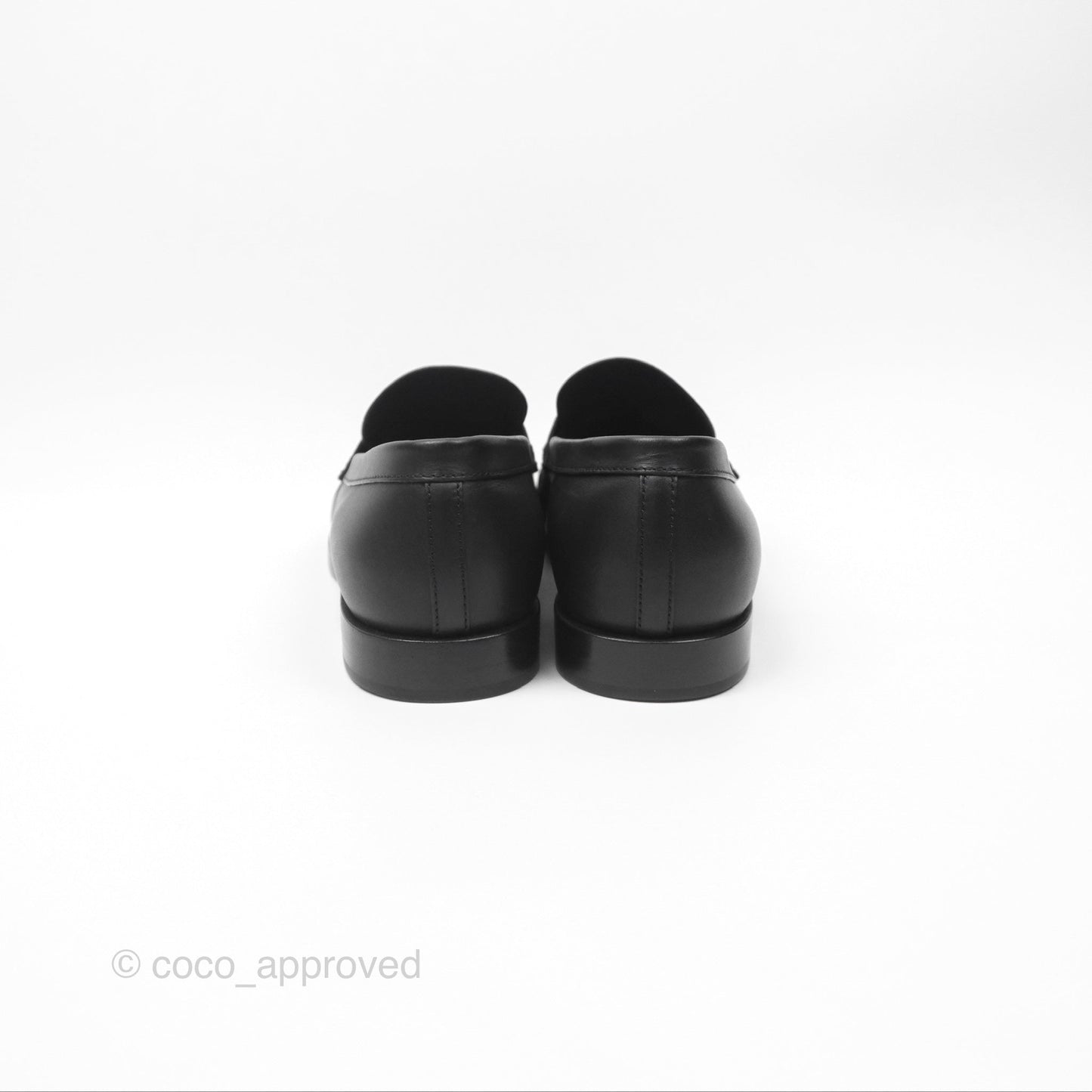 Chanel Loafers Black Leather CC Clover Camellia 23S Size 37C