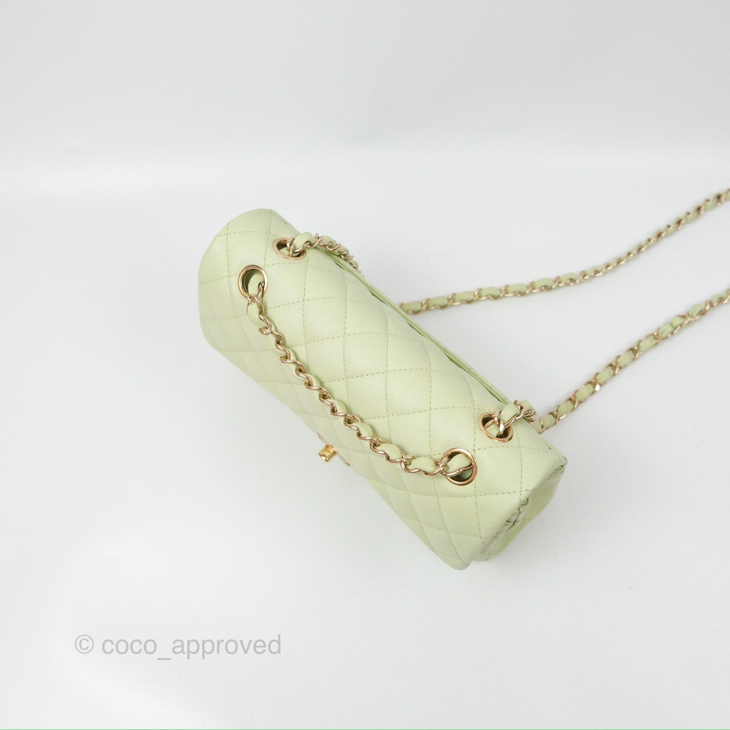 Chanel Small Quilted Classic Flap Mint Green Caviar Gold Hardware 22C