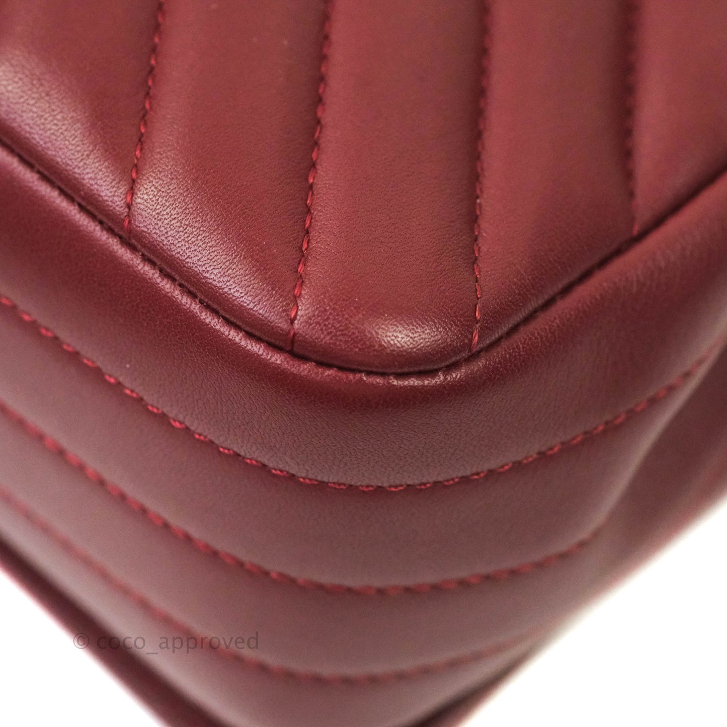 Chanel Small Statement Chevron Flap Bag Burgundy Lambskin Gold Hardware