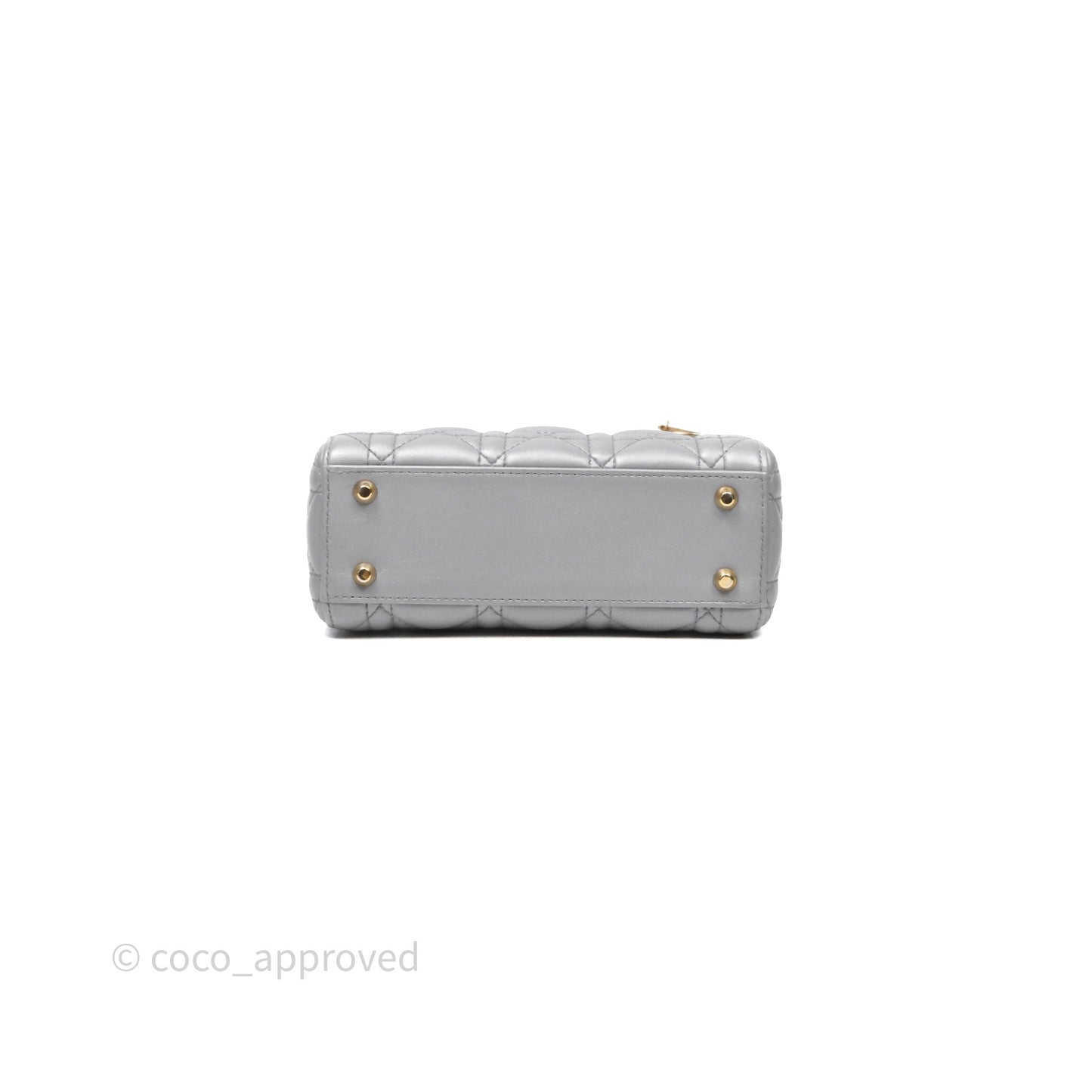 Christian Dior Mini Lady Dior Iridescent Grey Lambskin Cannage Gold Hardware