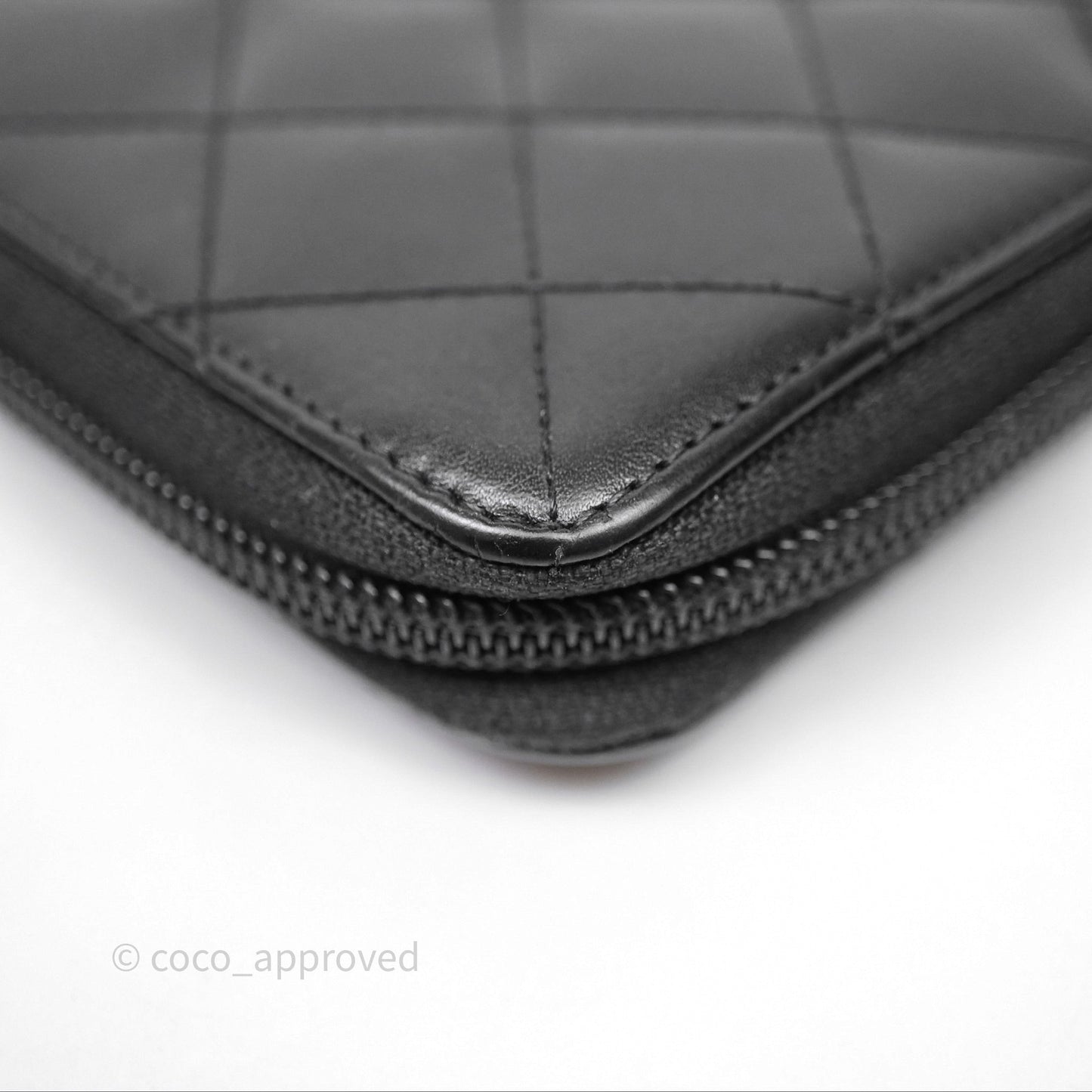 Chanel Quilted Cambon Yen Zip Long Wallet Black Calfskin Silver Hardware