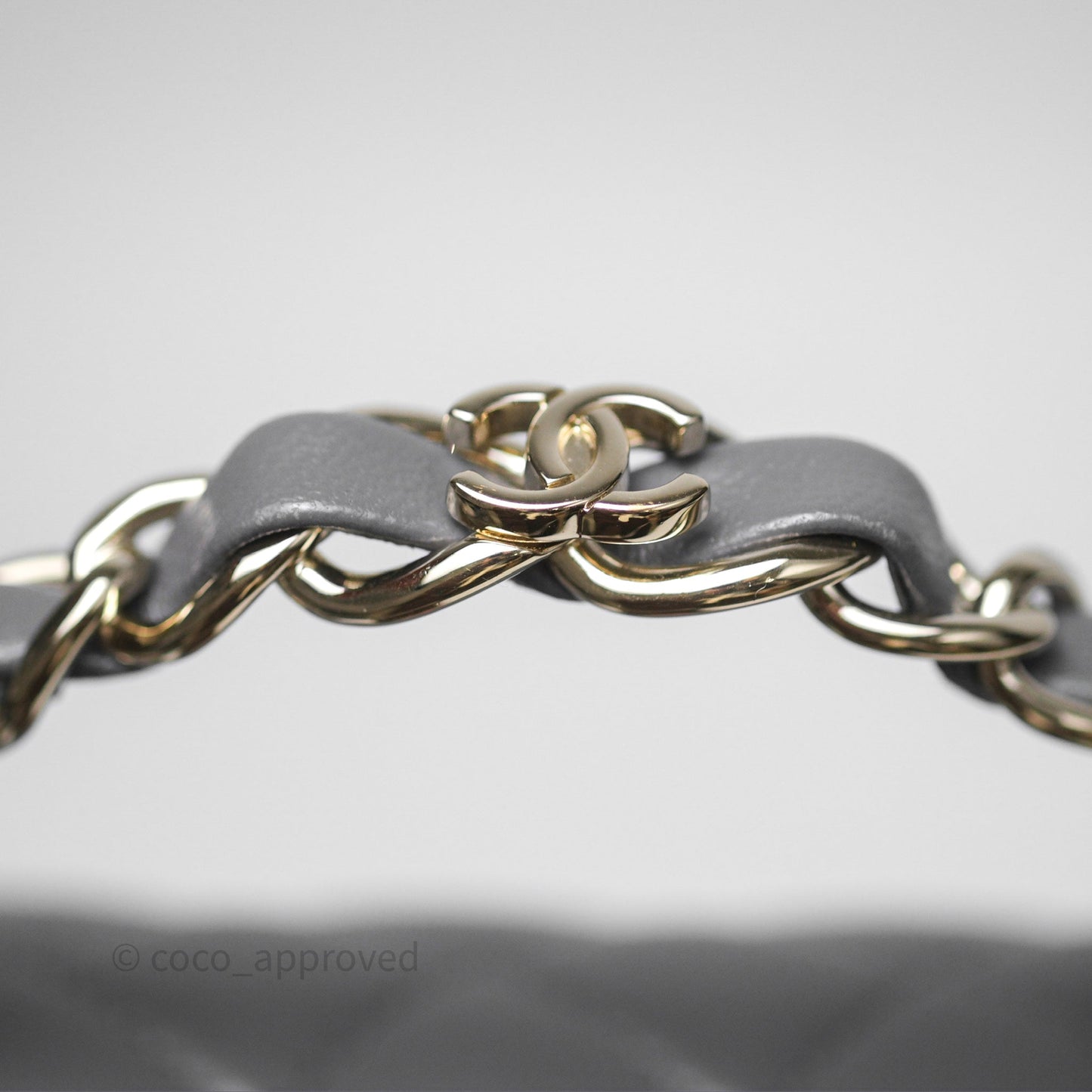 Chanel Top Handle Mini Rectangular Flap Grey Lambskin Gold Hardware