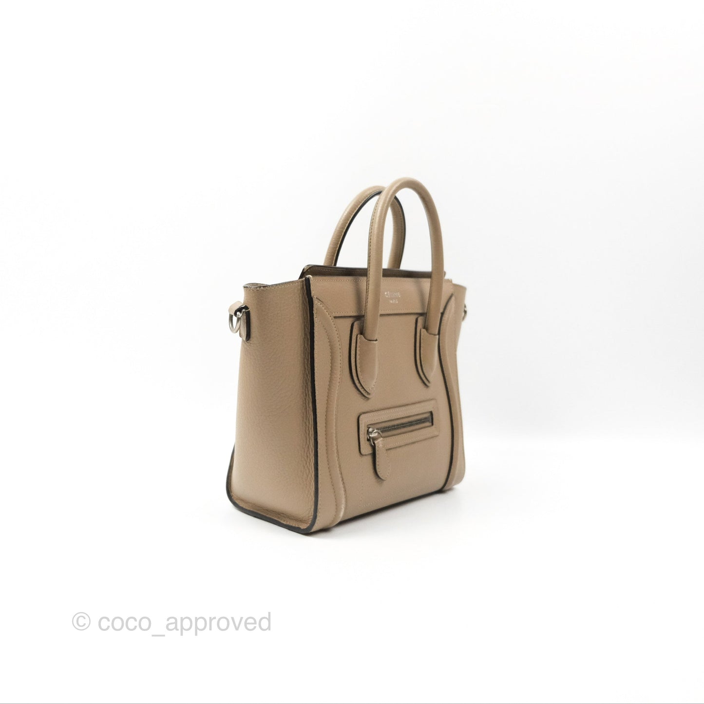 Celine Nano Luggage Bag Dune Drummed Calfskin