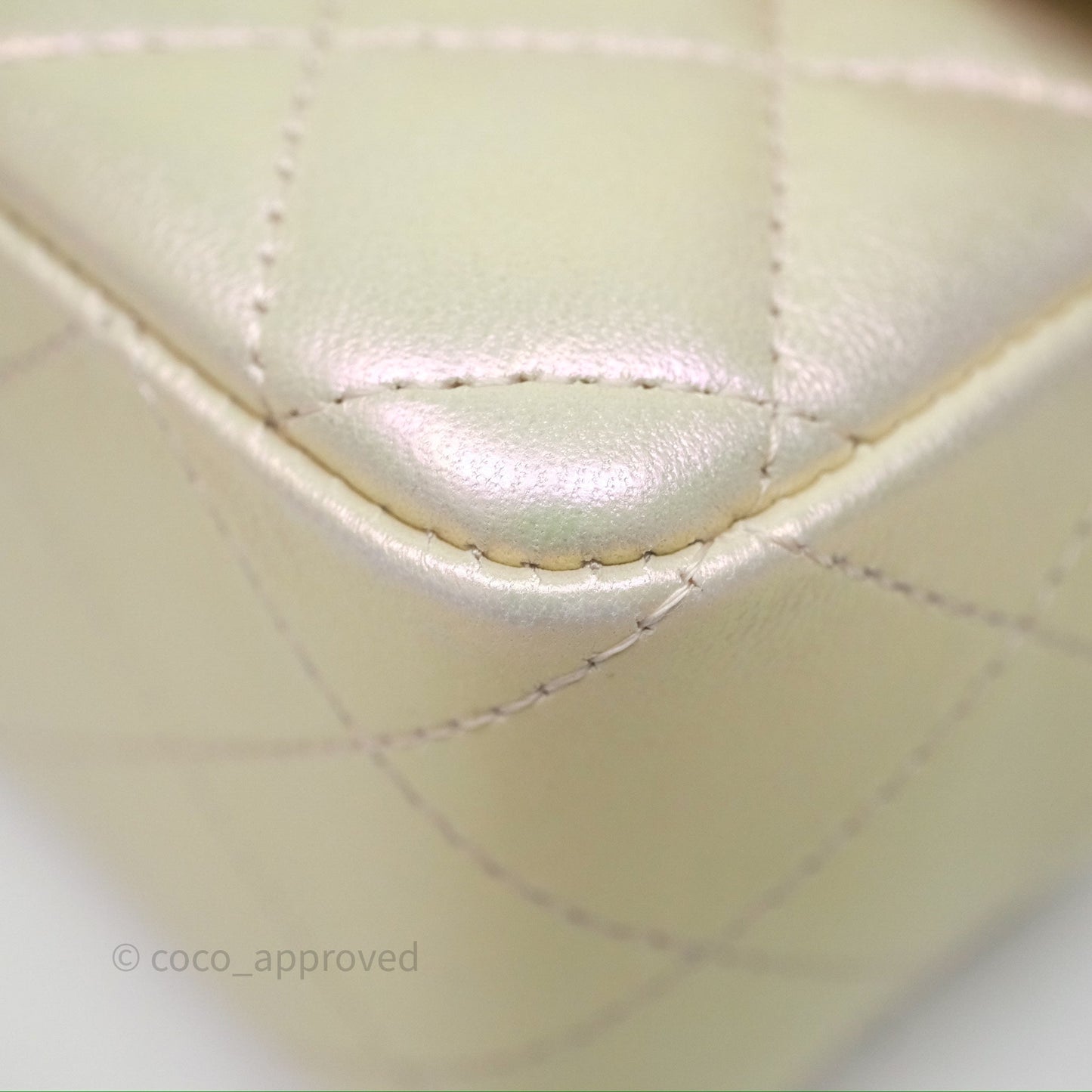 Chanel Mini Rectangular Quilted Iridescent Ivory Lambskin Gold Hardware 20B
