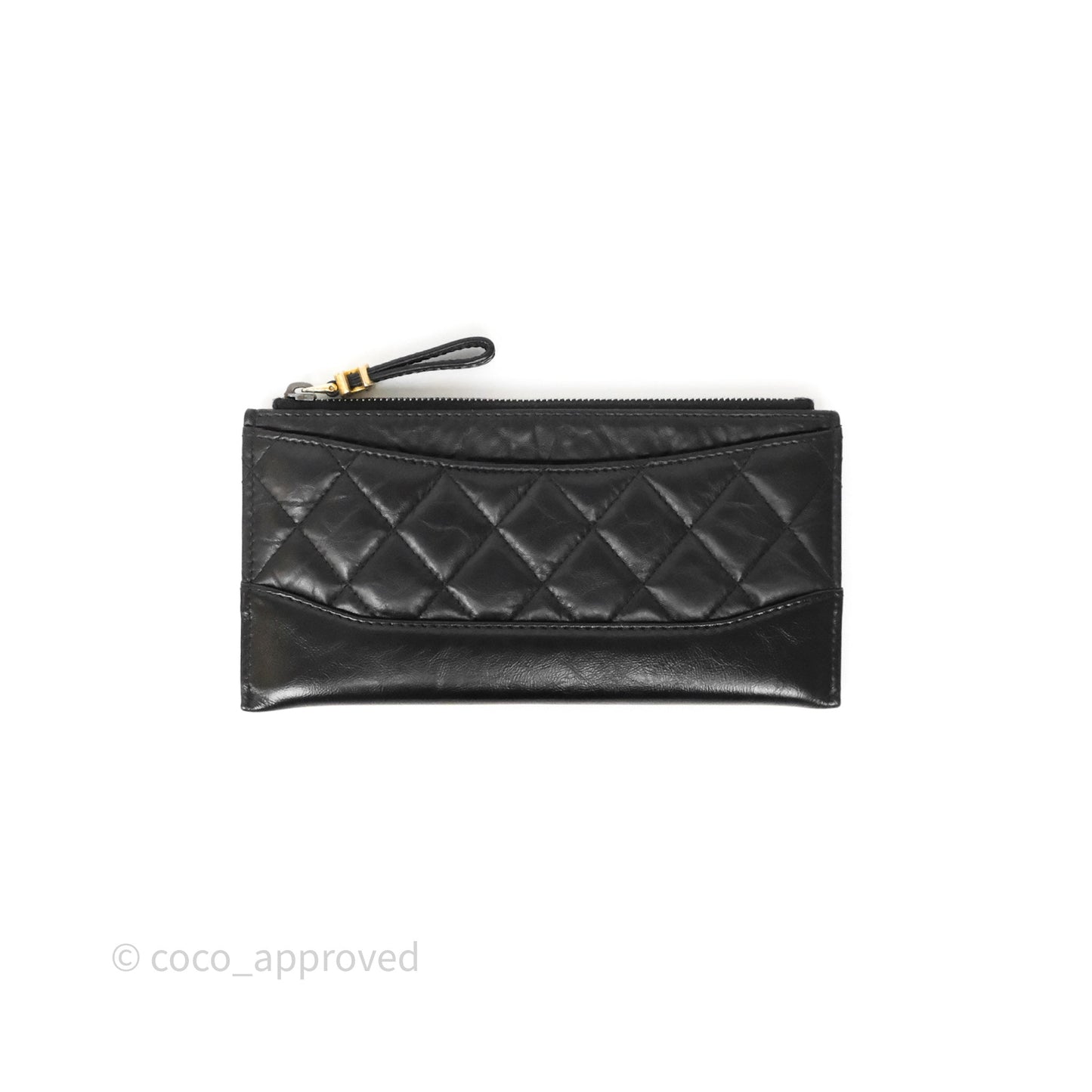 Chanel Quilted Gabrielle Zip Long Wallet Black