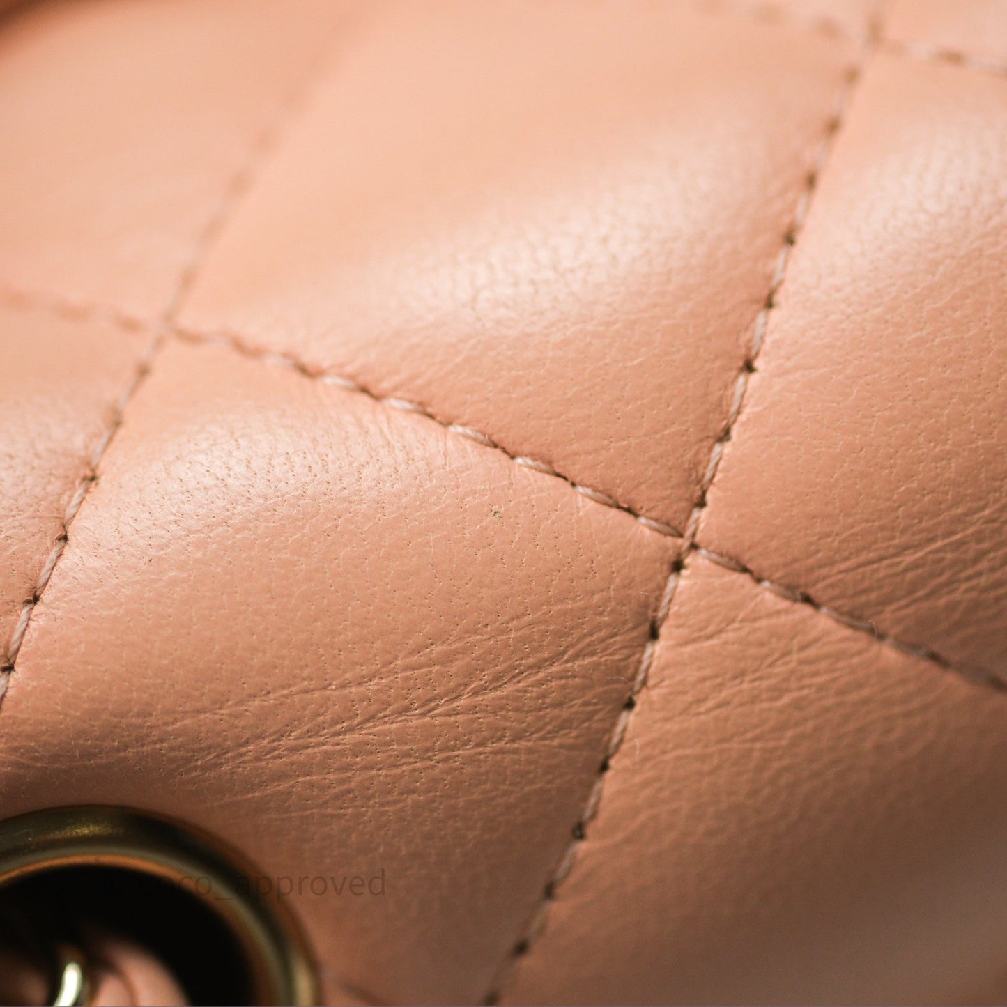 Chanel Mini Square Flap Quilted Beige Pink Lambskin Gold Hardware