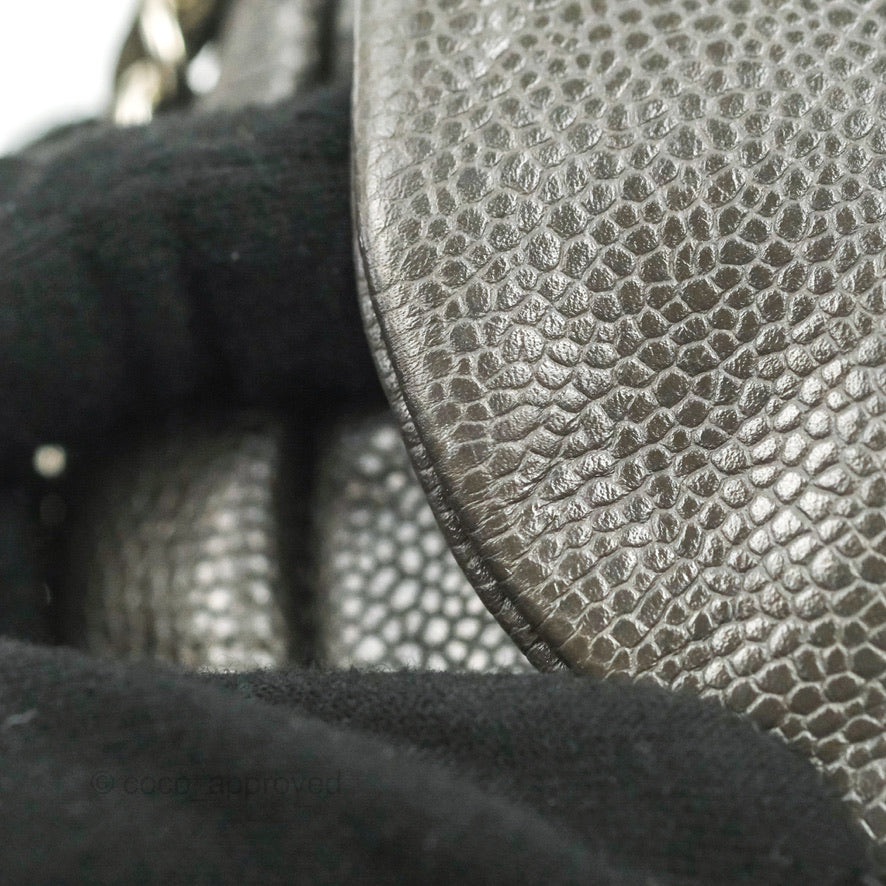 Chanel Half Moon Wallet on Chain WOC Dark Grey Caviar Silver Hardware